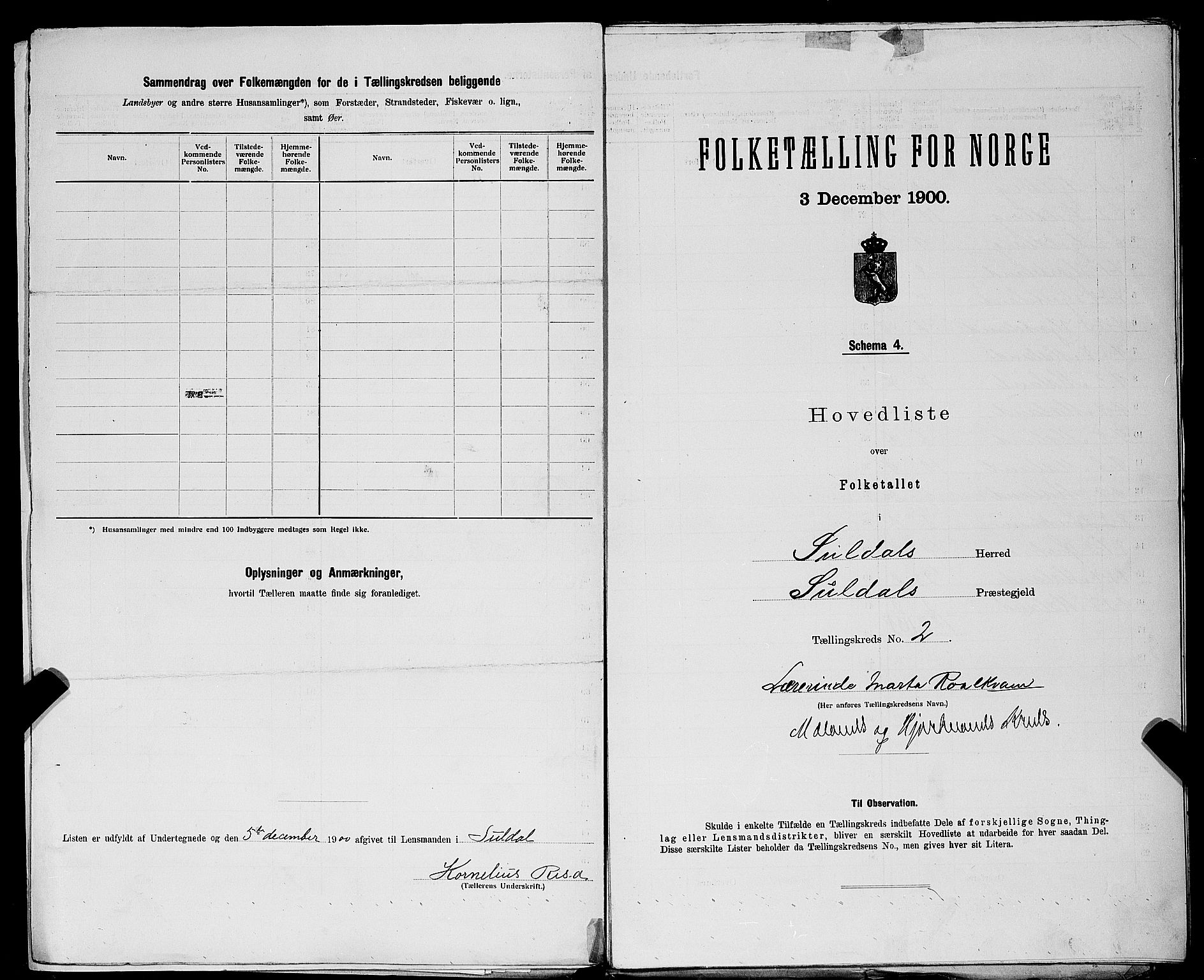 SAST, 1900 census for Suldal, 1900, p. 16