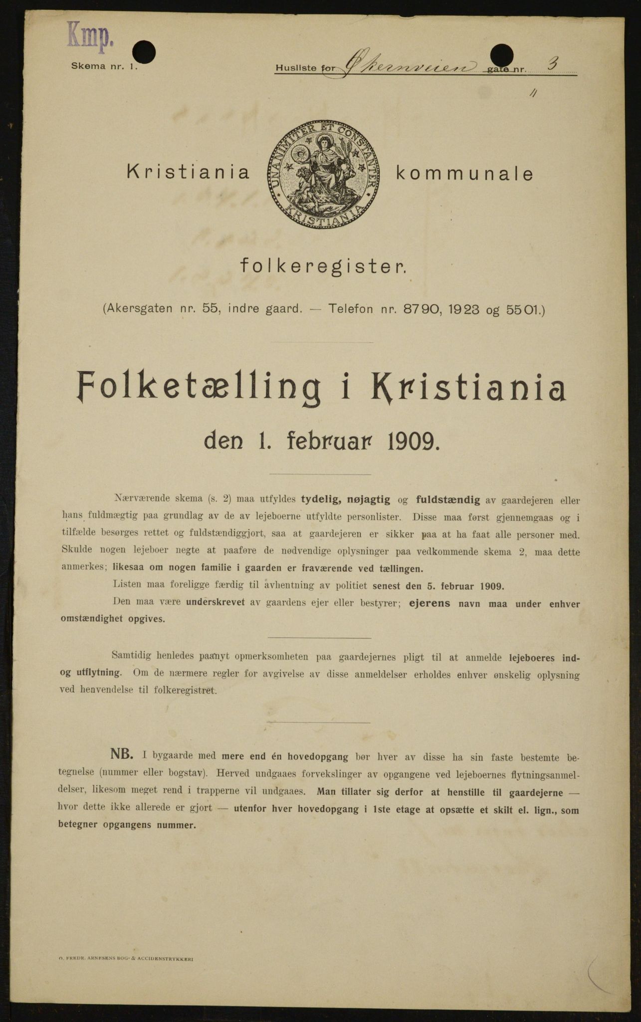 OBA, Municipal Census 1909 for Kristiania, 1909, p. 116875