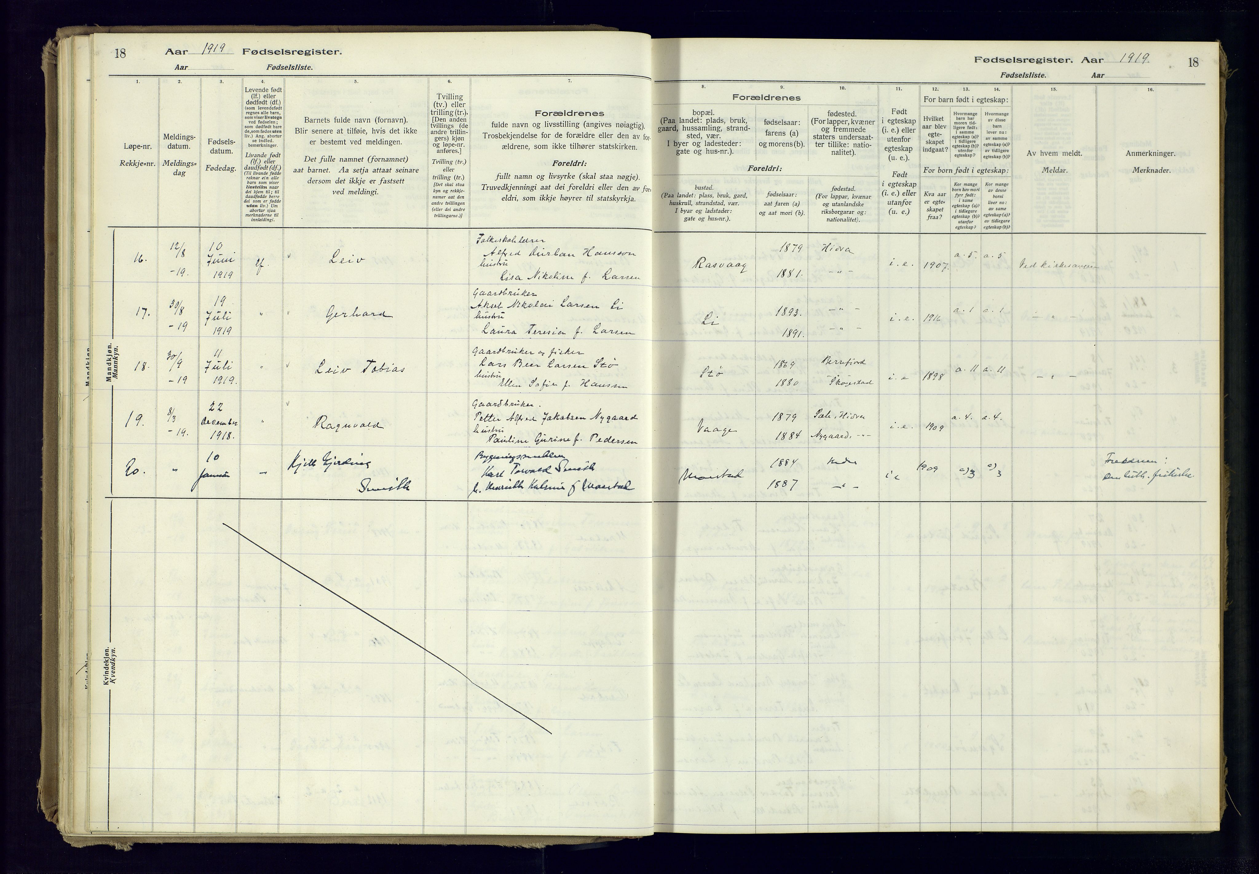 Flekkefjord sokneprestkontor, SAK/1111-0012/J/Ja/L0007: Birth register no. 7, 1916-1982, p. 18