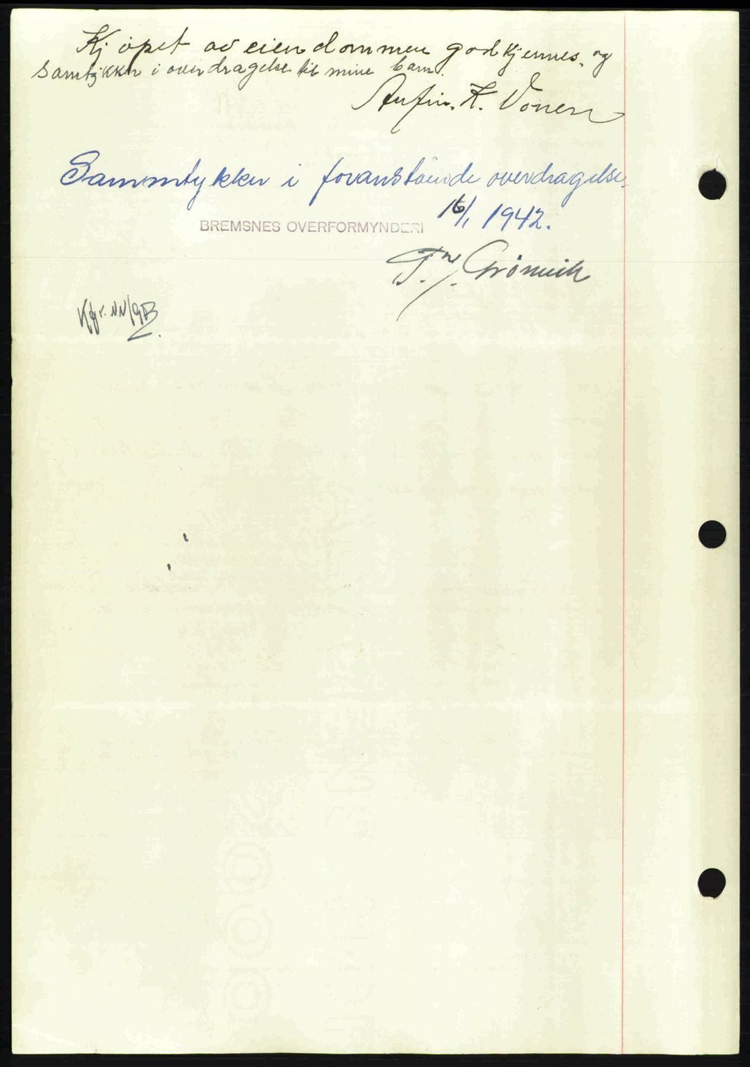 Nordmøre sorenskriveri, AV/SAT-A-4132/1/2/2Ca: Mortgage book no. A92, 1942-1942, Diary no: : 468/1942