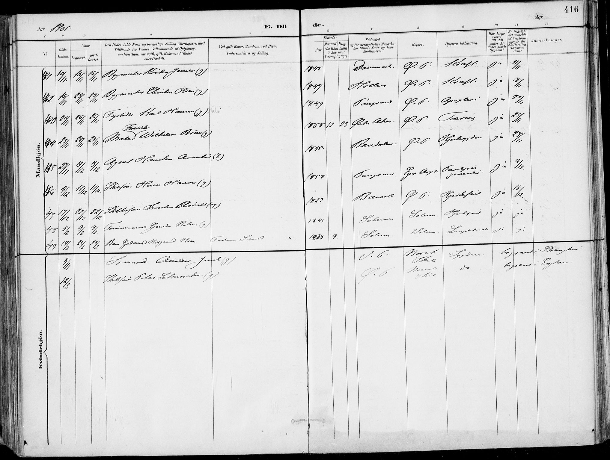 Porsgrunn kirkebøker , AV/SAKO-A-104/F/Fa/L0011: Parish register (official) no. 11, 1895-1919, p. 416