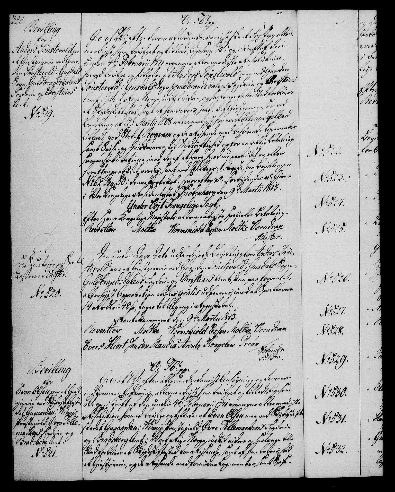 Rentekammeret, Kammerkanselliet, AV/RA-EA-3111/G/Gg/Gga/L0020: Norsk ekspedisjonsprotokoll med register (merket RK 53.20), 1811-1814, p. 320