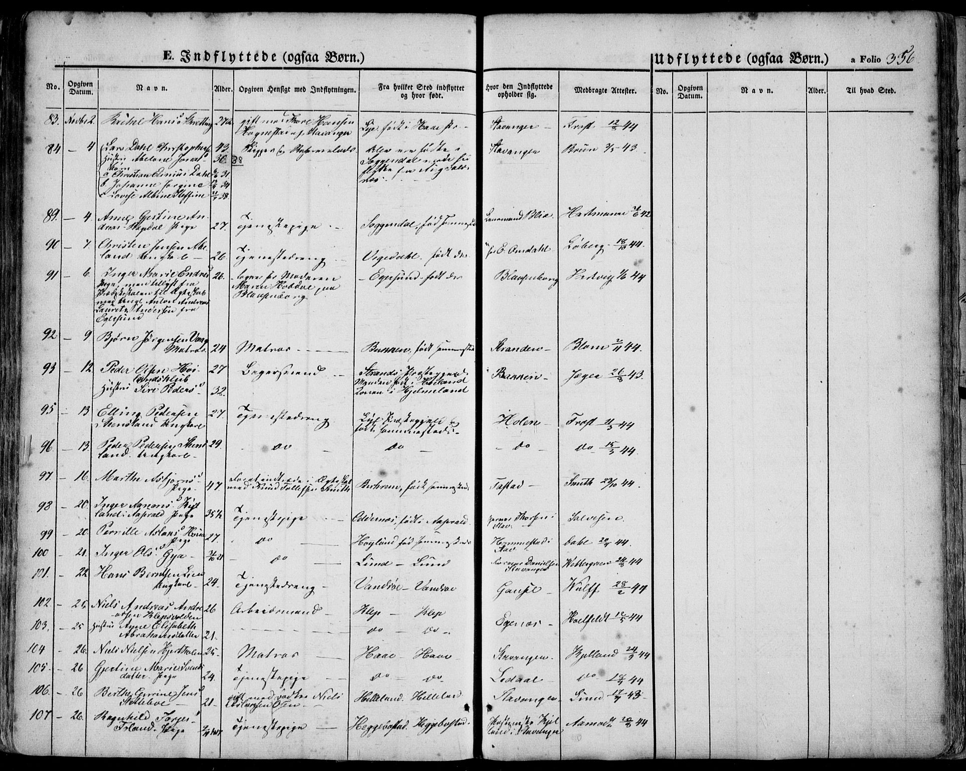 Domkirken sokneprestkontor, SAST/A-101812/001/30/30BA/L0016: Parish register (official) no. A 15, 1844-1854, p. 356