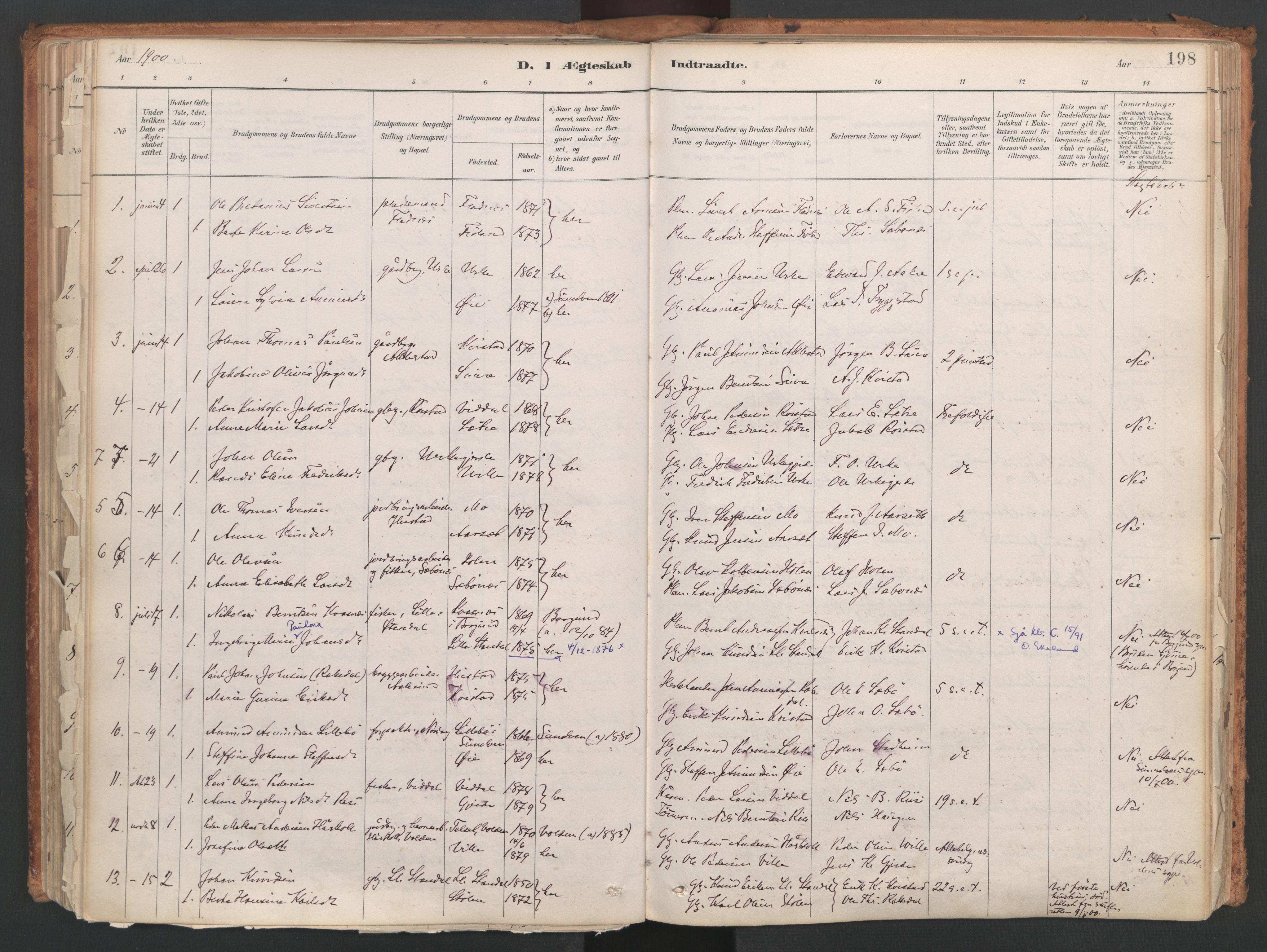 Ministerialprotokoller, klokkerbøker og fødselsregistre - Møre og Romsdal, SAT/A-1454/515/L0211: Parish register (official) no. 515A07, 1886-1910, p. 198