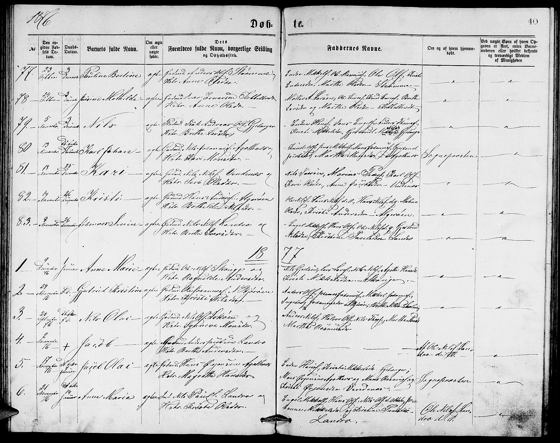 Fjell sokneprestembete, SAB/A-75301/H/Hab: Parish register (copy) no. A 2, 1871-1879, p. 40