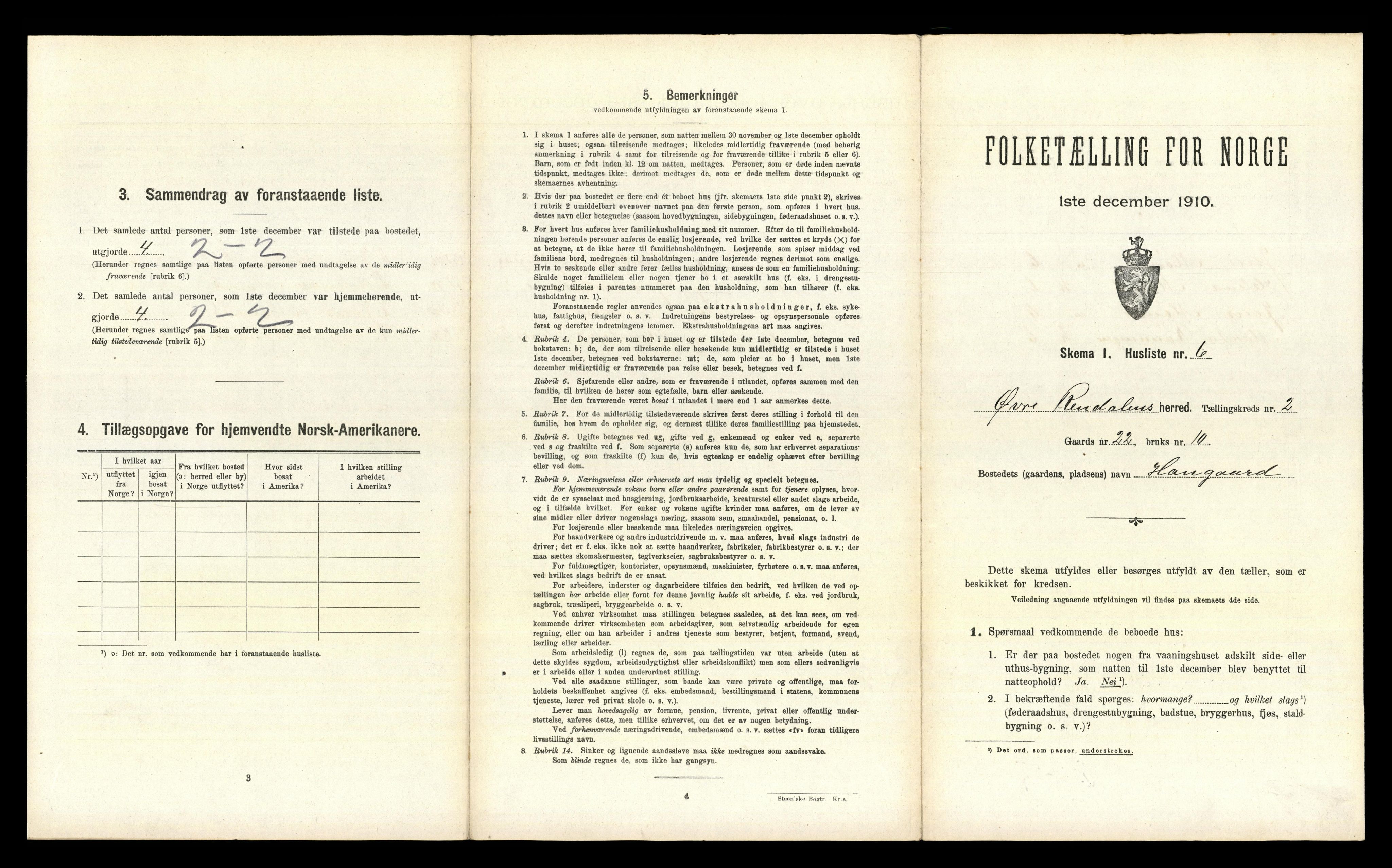 RA, 1910 census for Øvre Rendal, 1910, p. 188