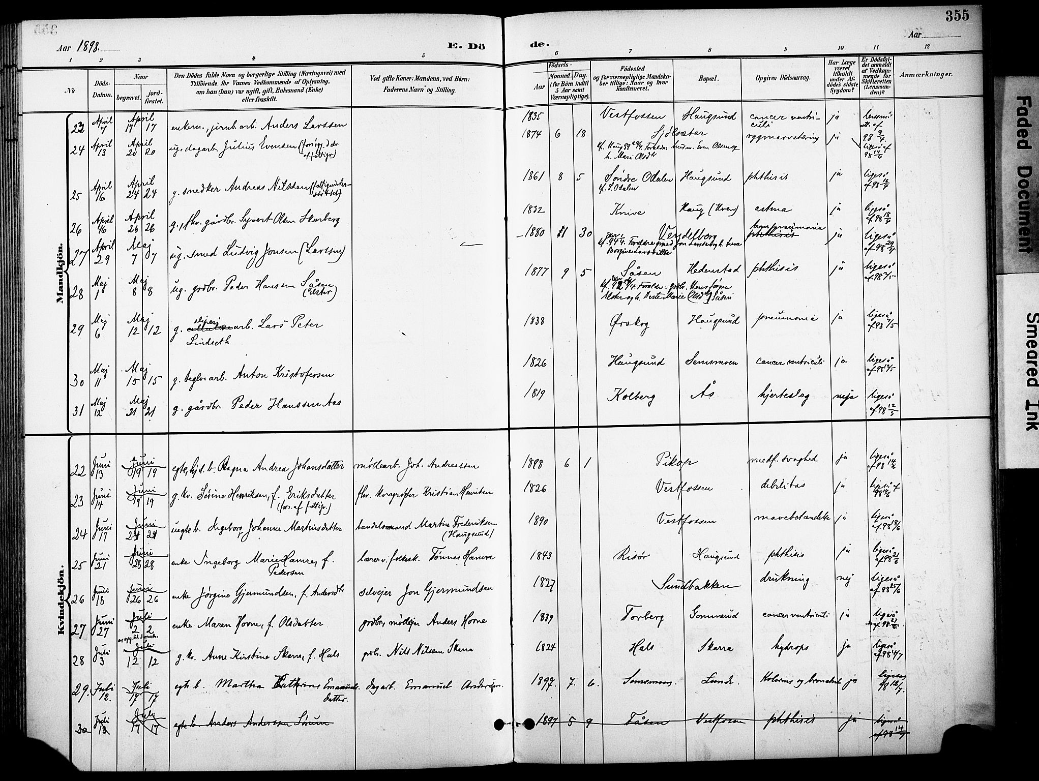 Eiker kirkebøker, AV/SAKO-A-4/F/Fb/L0003: Parish register (official) no. II 3, 1896-1942, p. 355