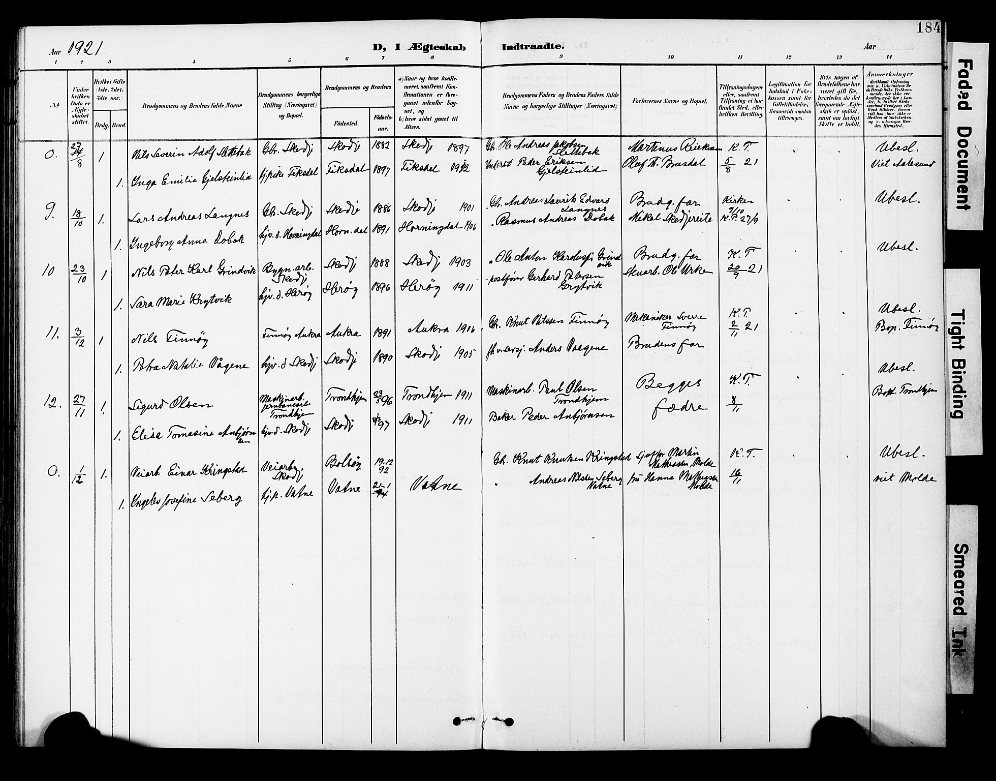 Ministerialprotokoller, klokkerbøker og fødselsregistre - Møre og Romsdal, AV/SAT-A-1454/524/L0366: Parish register (copy) no. 524C07, 1900-1931, p. 184