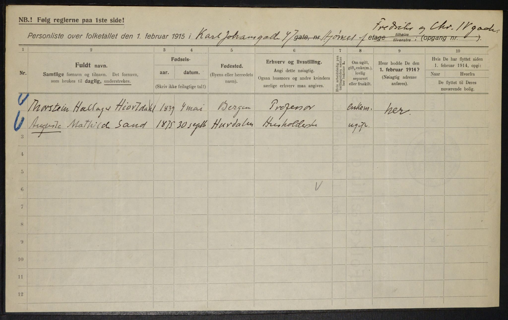 OBA, Municipal Census 1915 for Kristiania, 1915, p. 48428