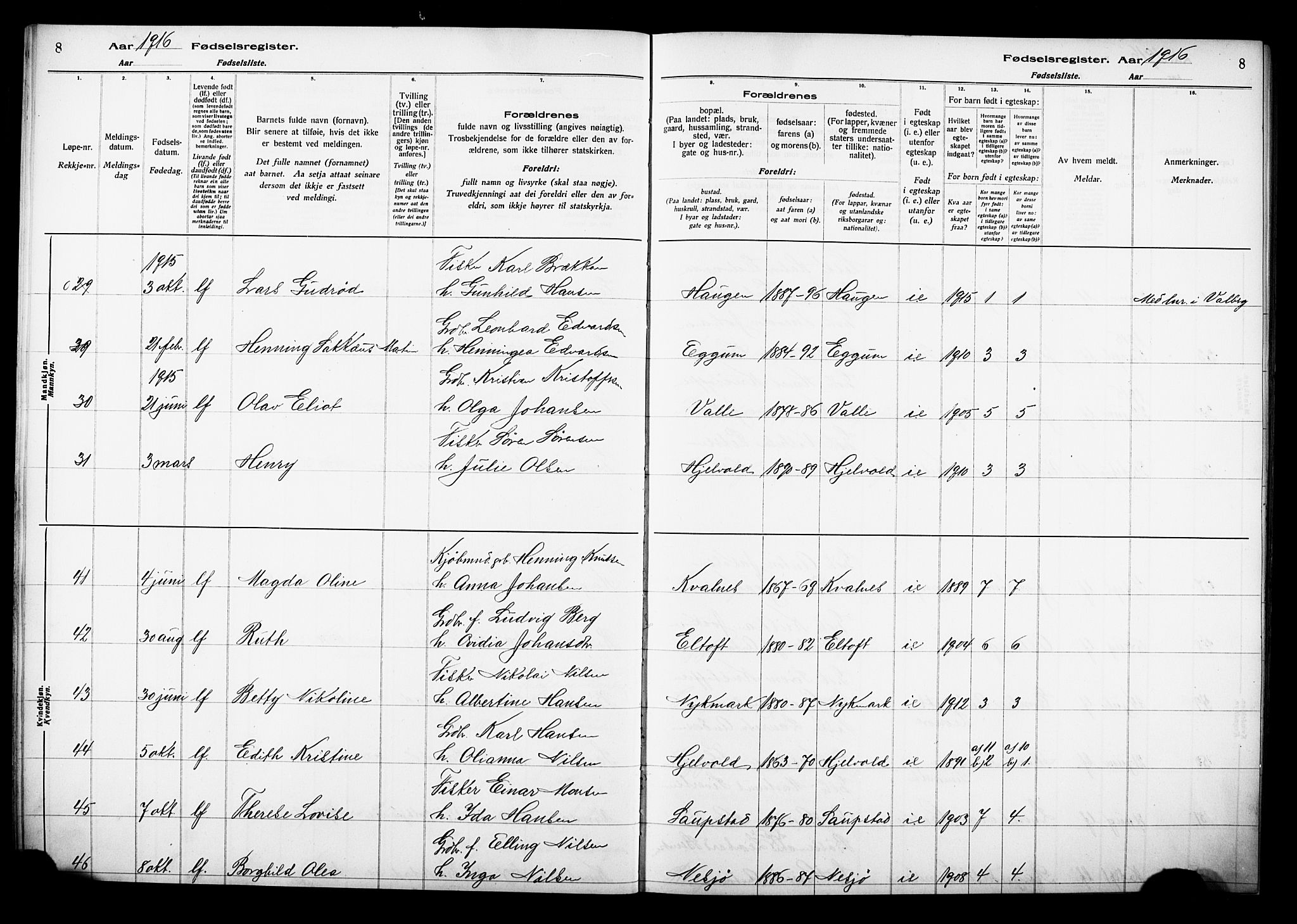 Ministerialprotokoller, klokkerbøker og fødselsregistre - Nordland, AV/SAT-A-1459/880/L1145: Birth register no. 880.II.4.1, 1916-1929, p. 8