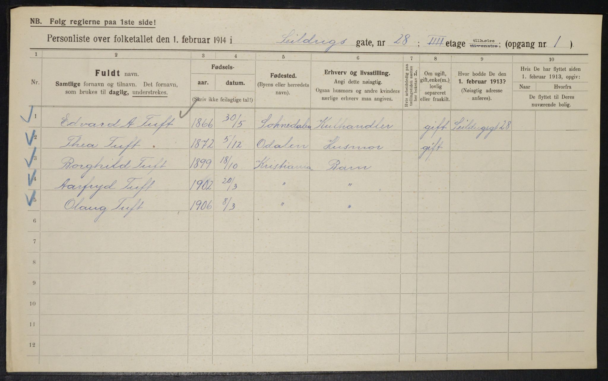 OBA, Municipal Census 1914 for Kristiania, 1914, p. 94424