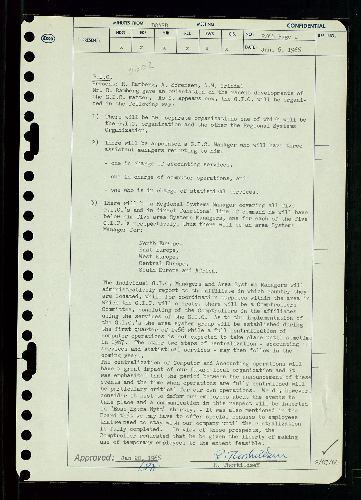 Pa 0982 - Esso Norge A/S, AV/SAST-A-100448/A/Aa/L0002/0002: Den administrerende direksjon Board minutes (styrereferater) / Den administrerende direksjon Board minutes (styrereferater), 1966, p. 6