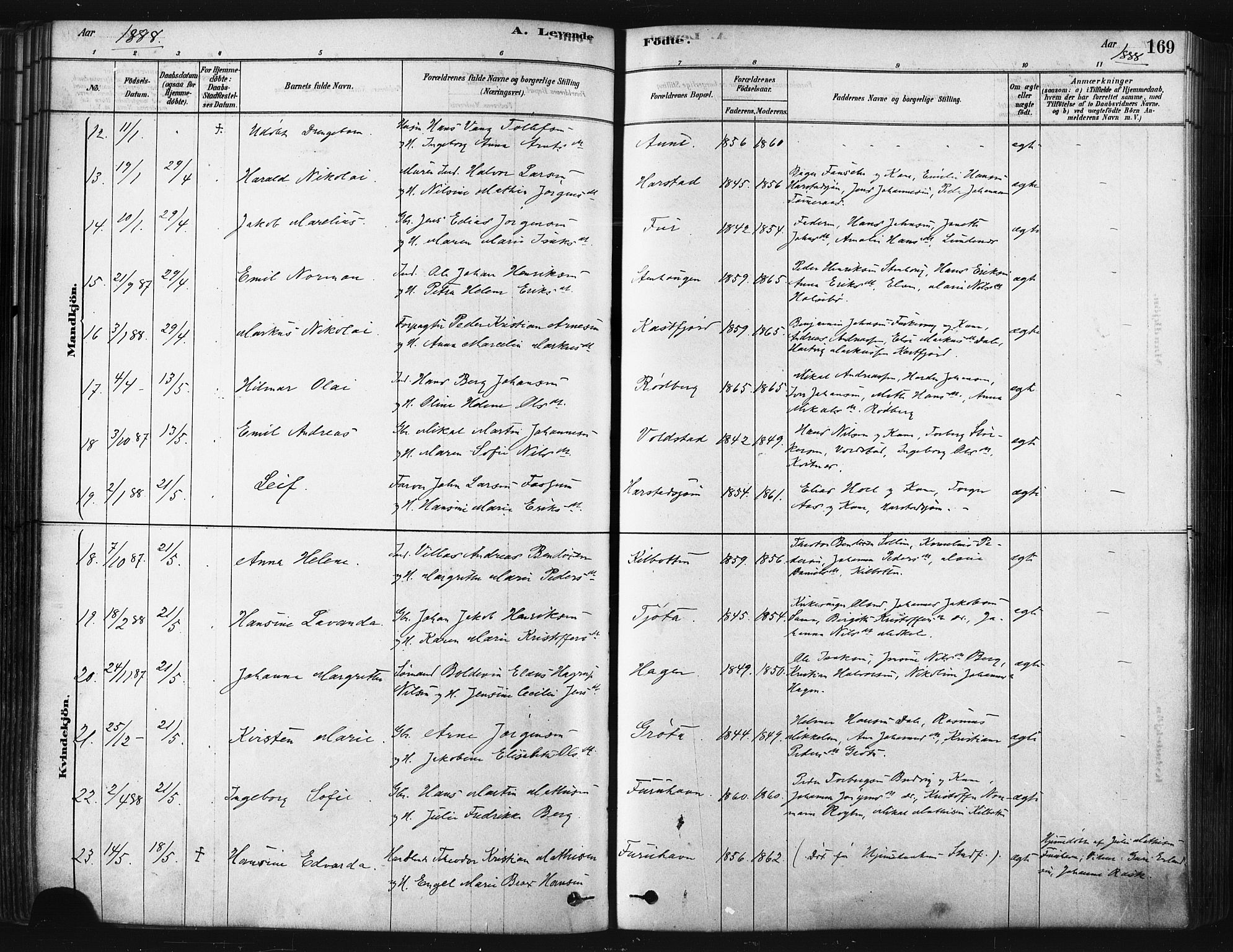Trondenes sokneprestkontor, SATØ/S-1319/H/Ha/L0014kirke: Parish register (official) no. 14, 1878-1889, p. 169
