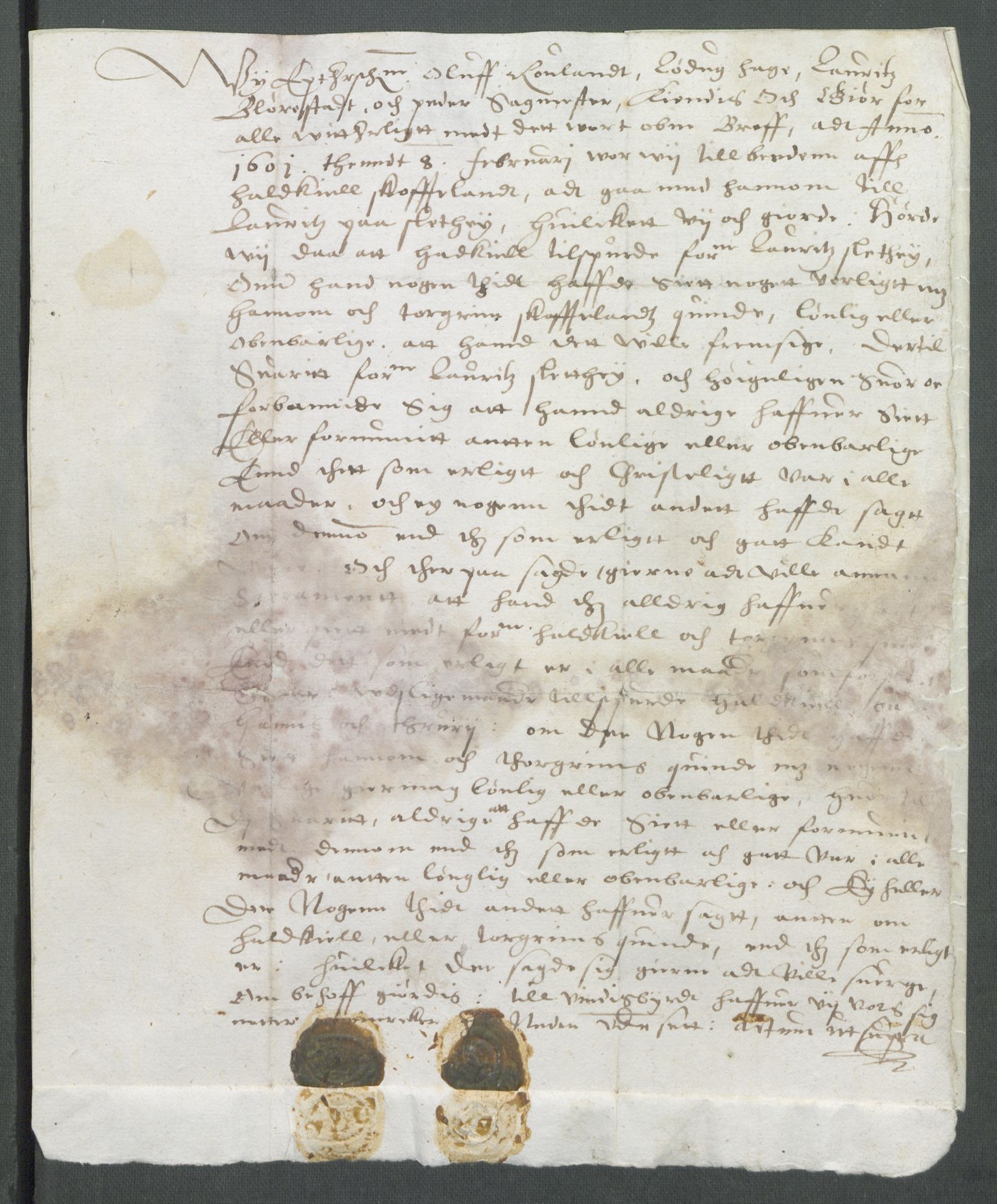 Riksarkivets diplomsamling, AV/RA-EA-5965/F02/L0110: Dokumenter, 1601, p. 5