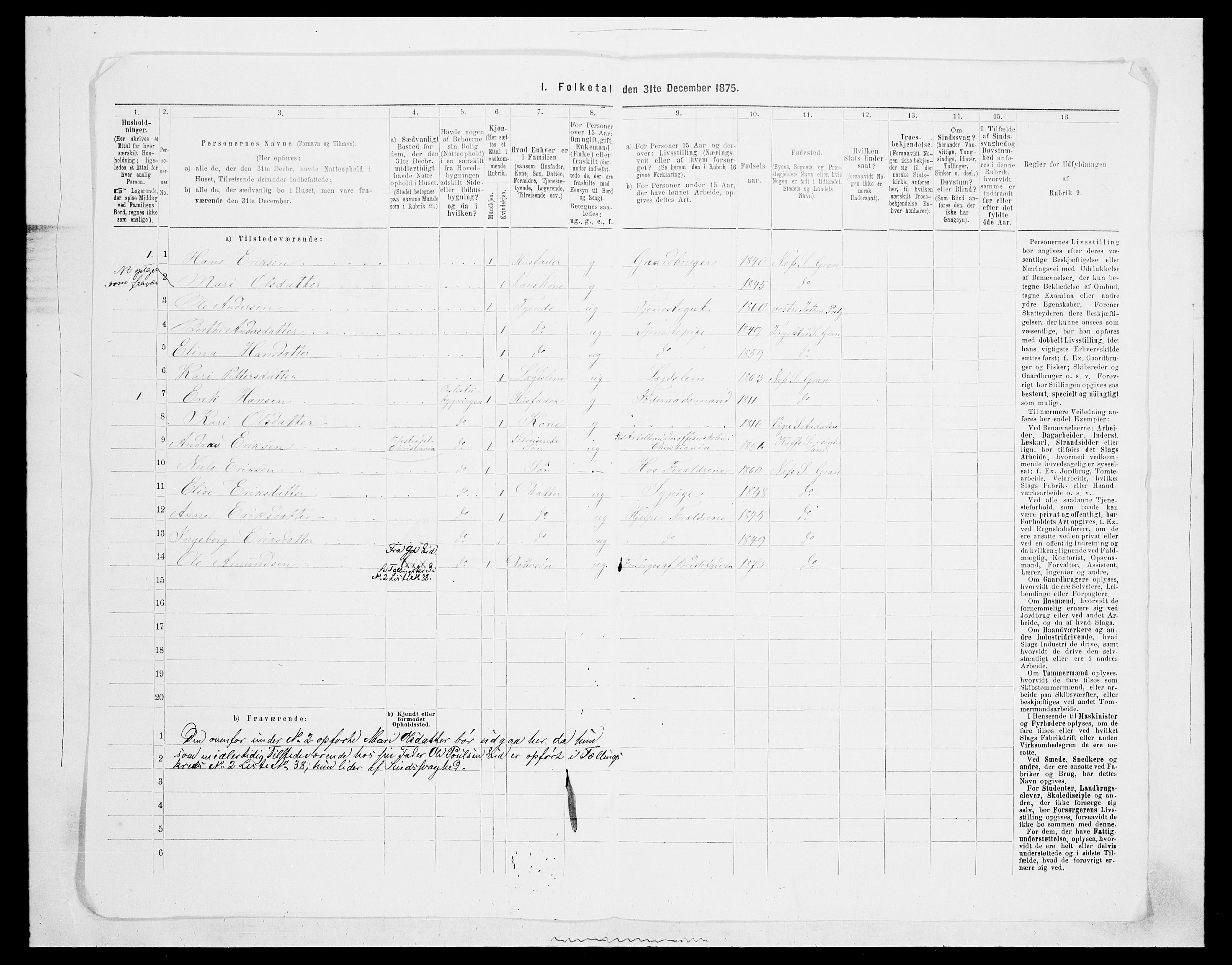 SAH, 1875 census for 0534P Gran, 1875, p. 376