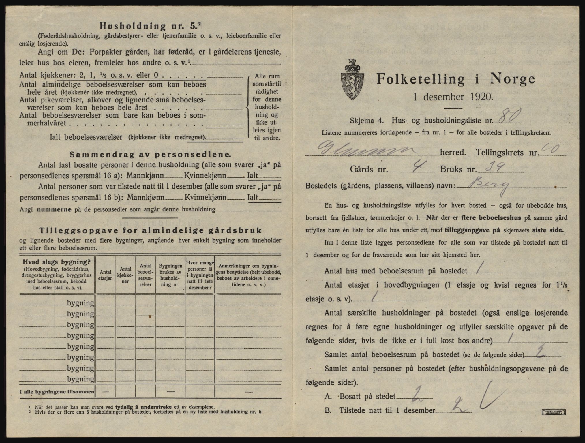 SAO, 1920 census for Glemmen, 1920, p. 2083