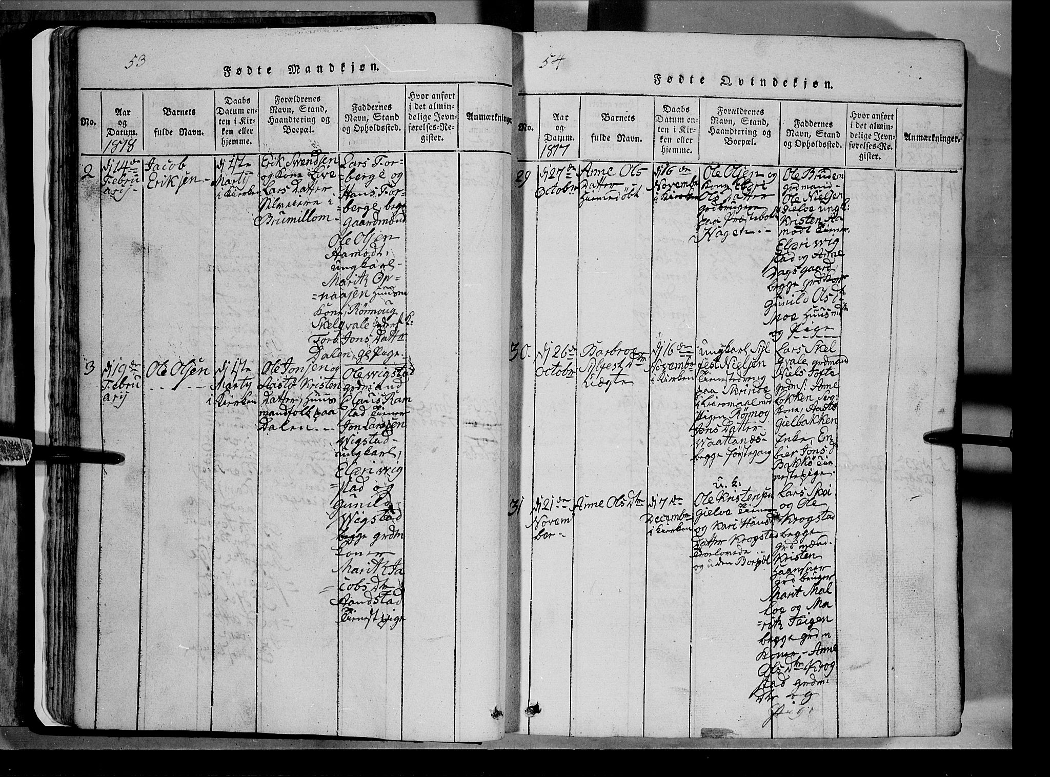 Lom prestekontor, SAH/PREST-070/L/L0003: Parish register (copy) no. 3, 1815-1844, p. 53-54