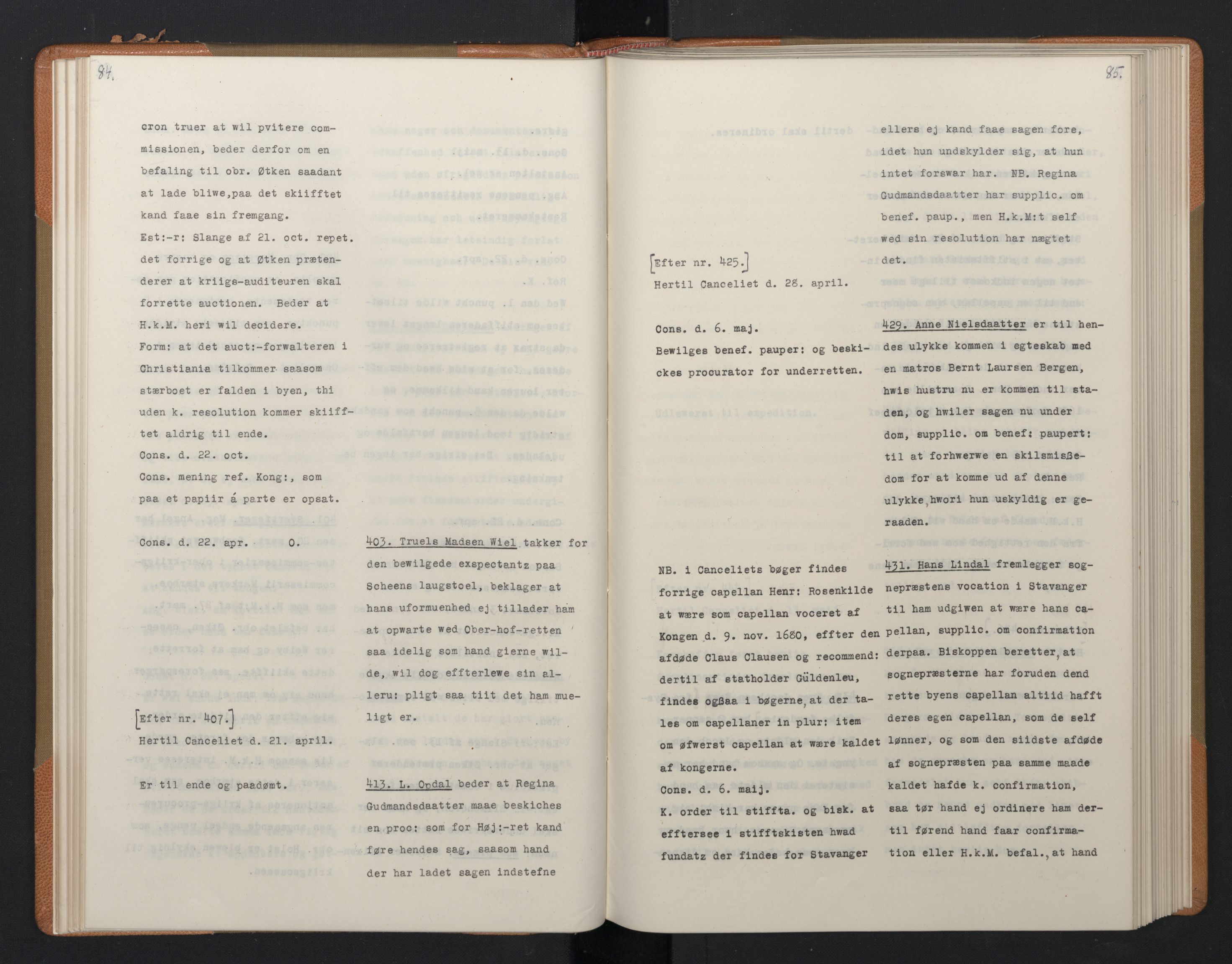 Avskriftsamlingen, AV/RA-EA-4022/F/Fa/L0081: Supplikker, 1716-1717, p. 45