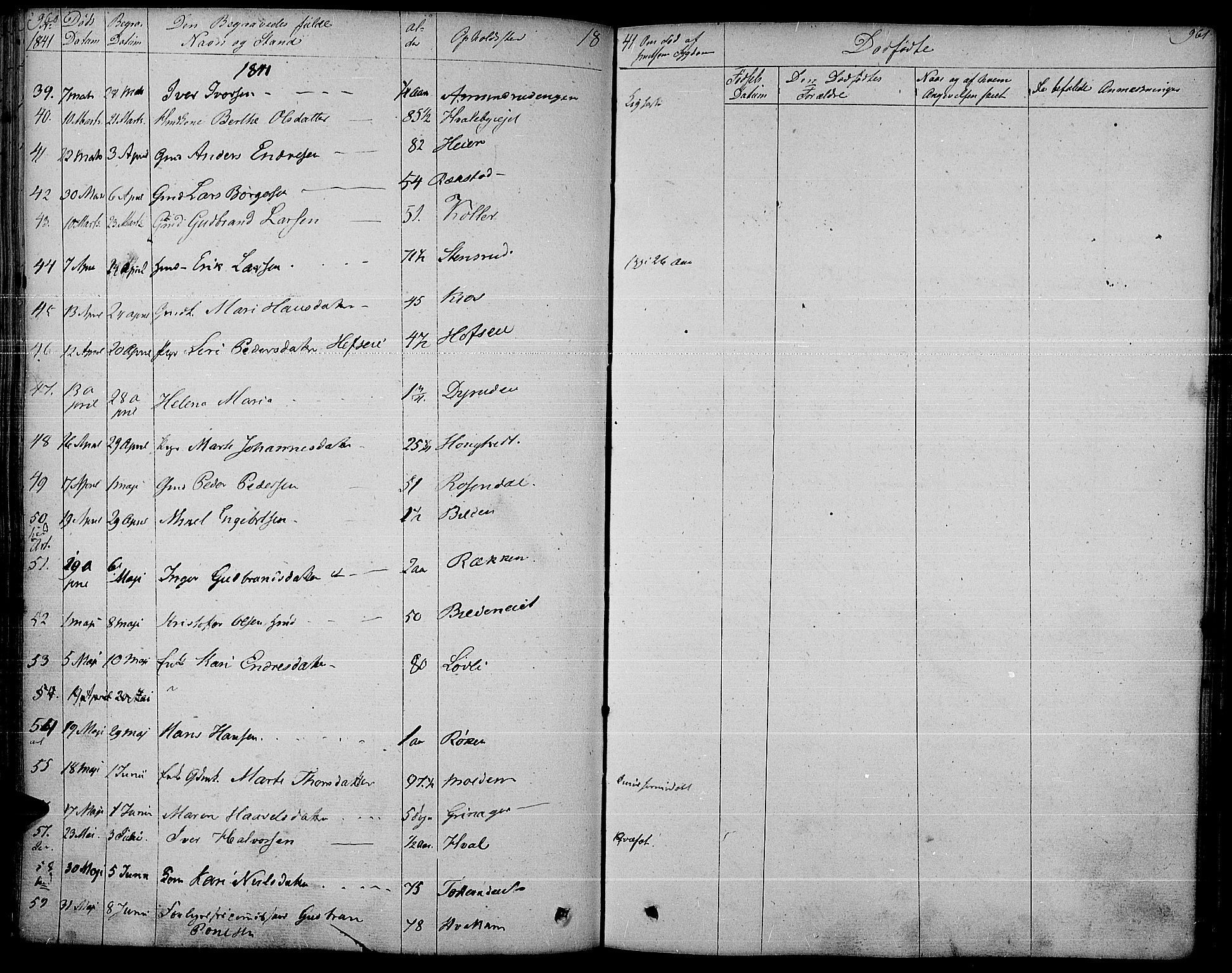 Gran prestekontor, AV/SAH-PREST-112/H/Ha/Haa/L0010: Parish register (official) no. 10, 1824-1842, p. 960-961