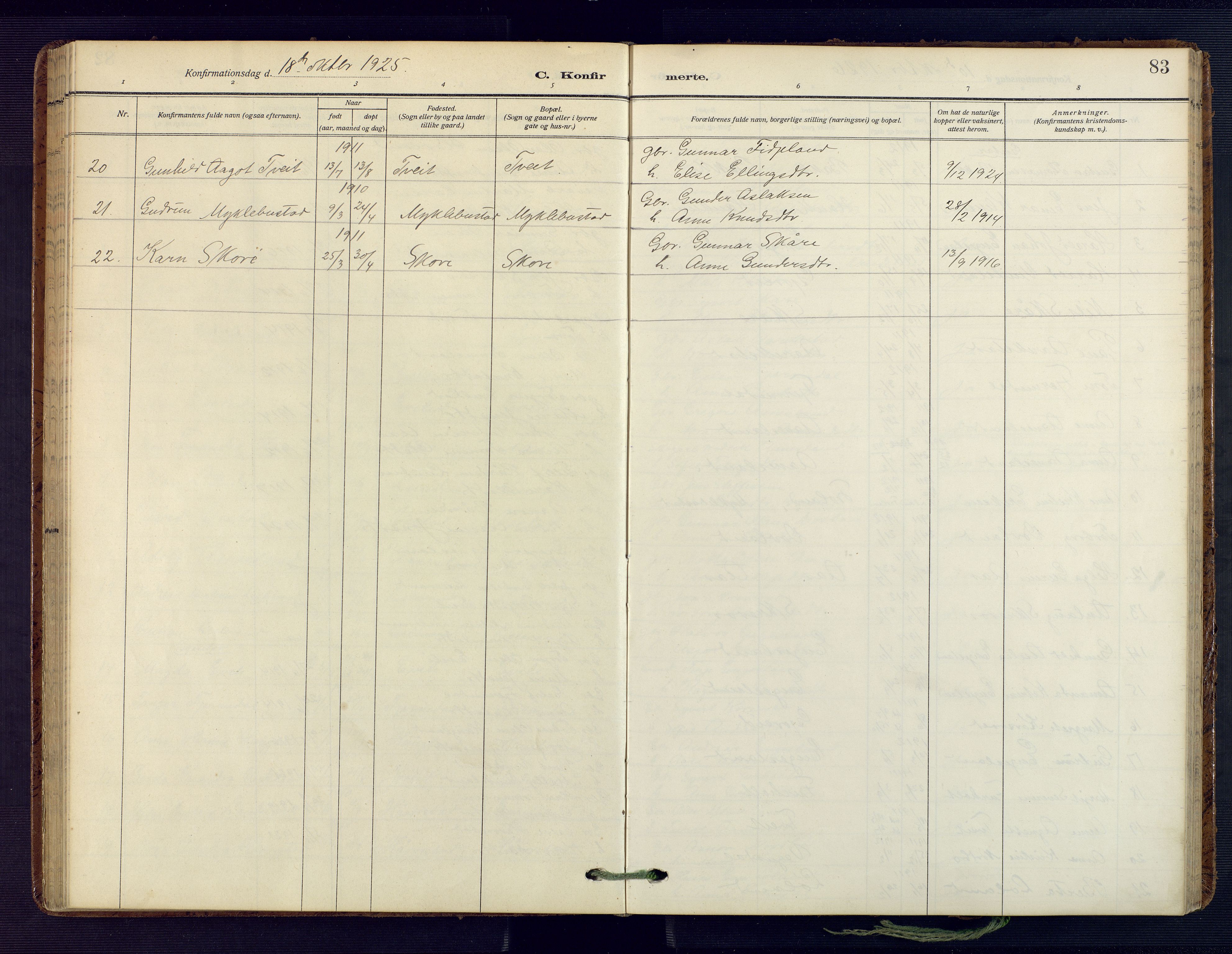 Herefoss sokneprestkontor, AV/SAK-1111-0019/F/Fa/Fab/L0005: Parish register (official) no. A 5, 1910-1932, p. 83