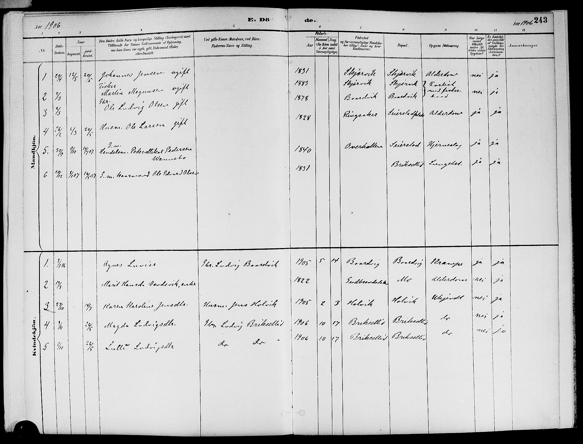 Ministerialprotokoller, klokkerbøker og fødselsregistre - Nord-Trøndelag, AV/SAT-A-1458/773/L0617: Parish register (official) no. 773A08, 1887-1910, p. 243