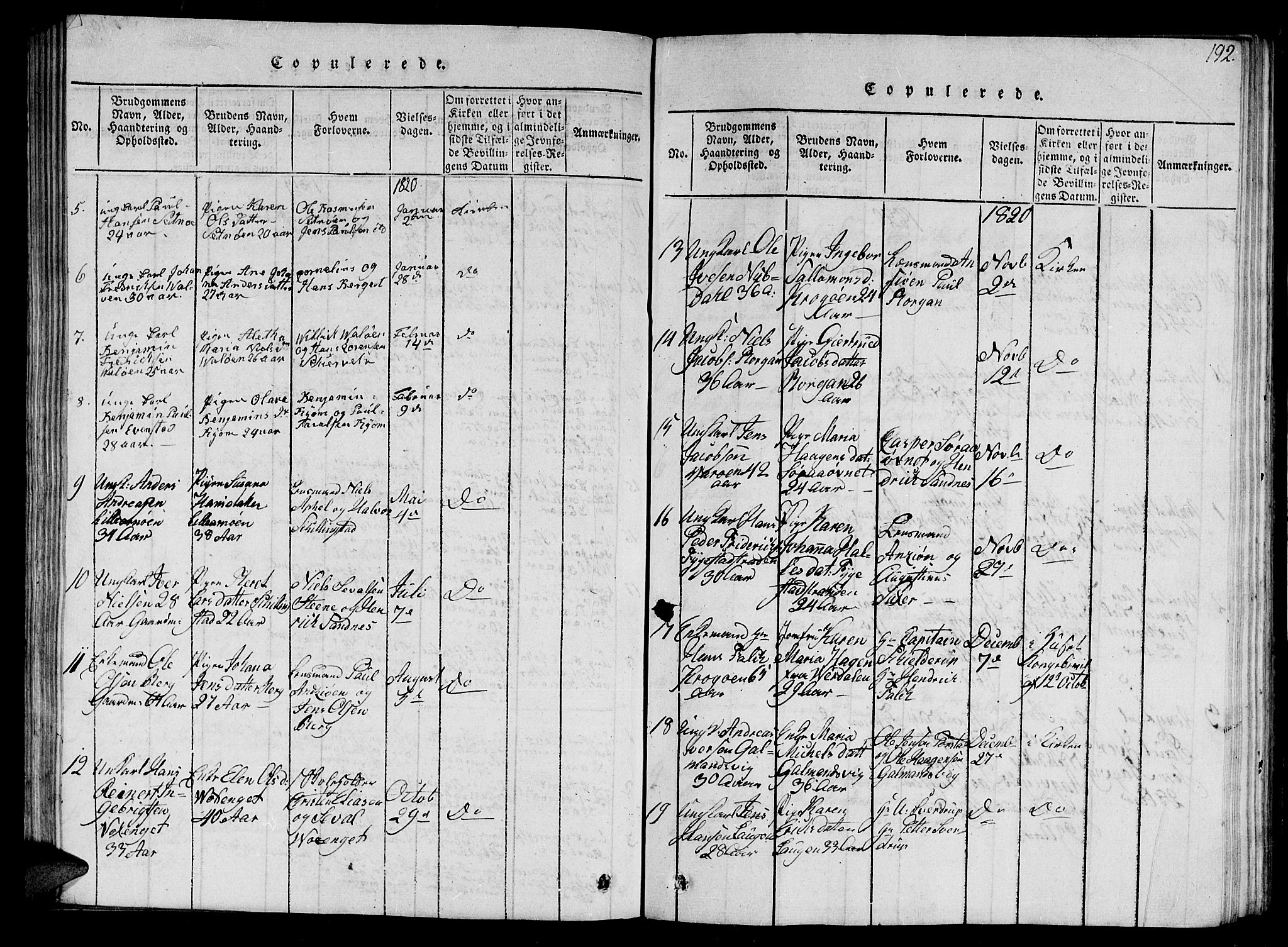 Ministerialprotokoller, klokkerbøker og fødselsregistre - Nord-Trøndelag, AV/SAT-A-1458/784/L0679: Parish register (copy) no. 784C01 /1, 1816-1822, p. 192