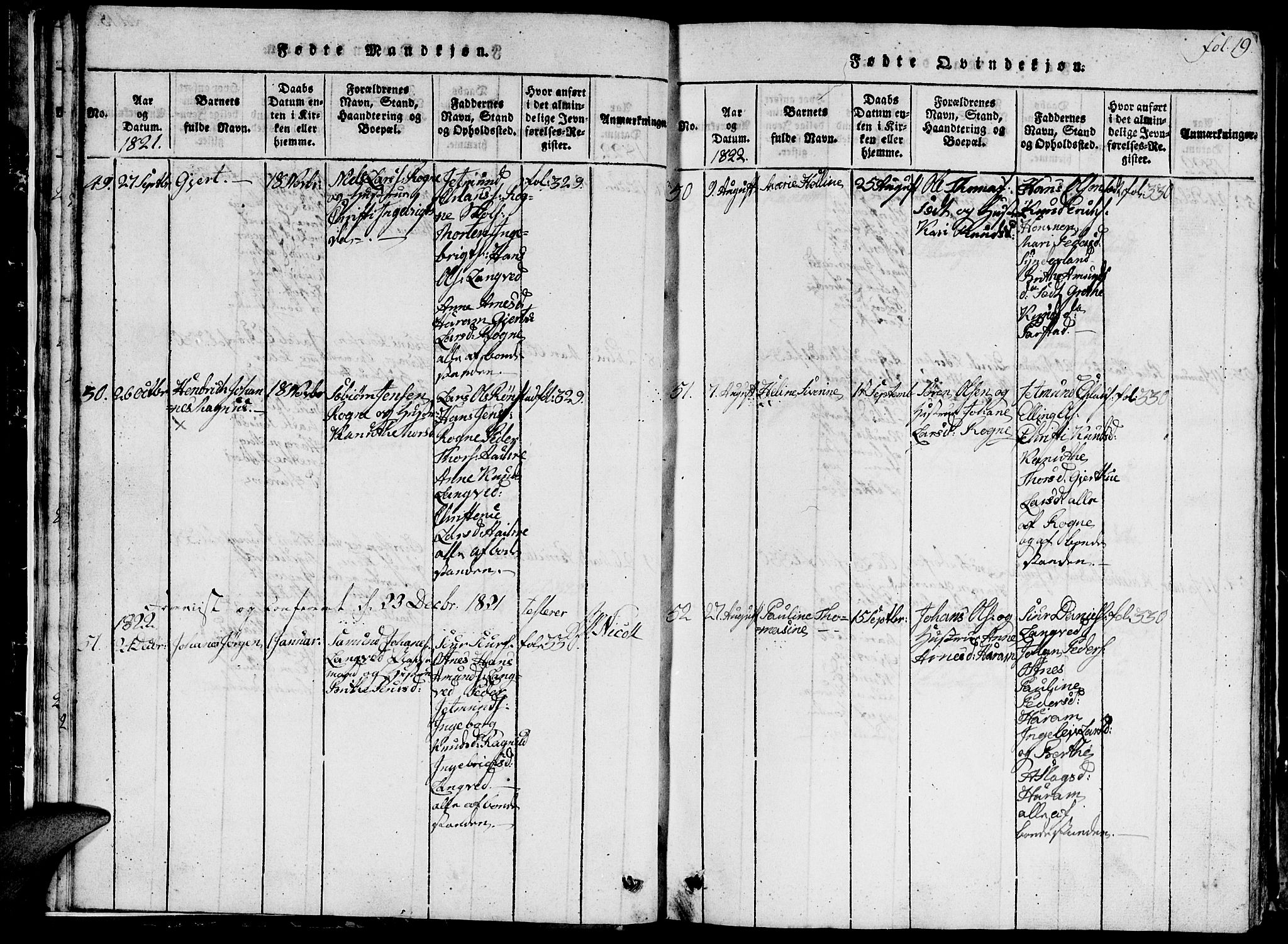 Ministerialprotokoller, klokkerbøker og fødselsregistre - Møre og Romsdal, AV/SAT-A-1454/536/L0506: Parish register (copy) no. 536C01, 1818-1859, p. 19