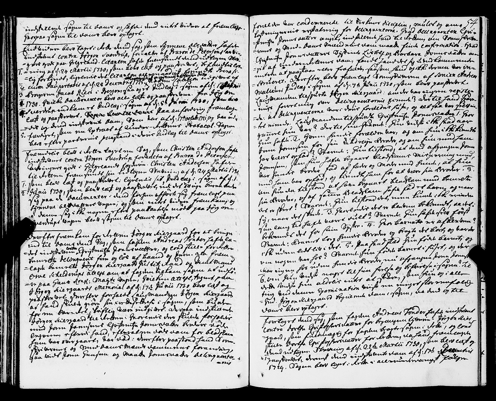Nordland og Finnmarks lagstol, AV/SAT-A-5608/X/L0006: Justisprotokoll, 1730-1740, p. 53b-54a