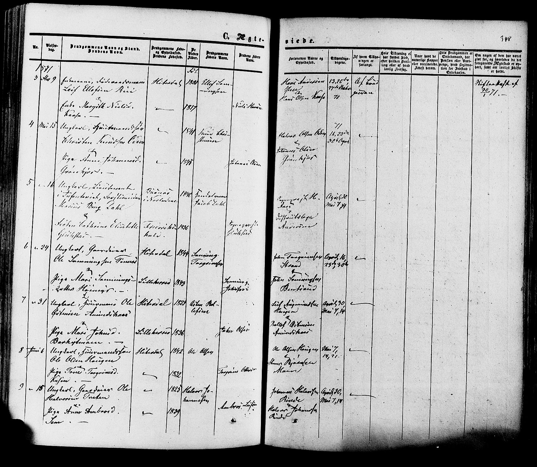 Heddal kirkebøker, SAKO/A-268/F/Fa/L0007: Parish register (official) no. I 7, 1855-1877, p. 348