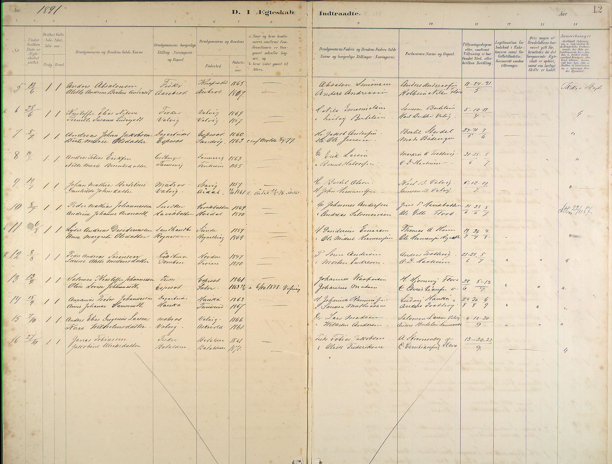 Kinn sokneprestembete, SAB/A-80801/H/Haa/Haab/L0011: Parish register (official) no. B 11, 1886-1936, p. 12