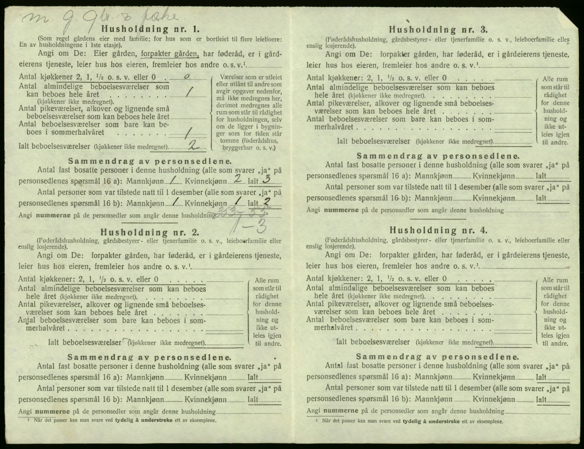 SAB, 1920 census for Fjell, 1920, p. 285