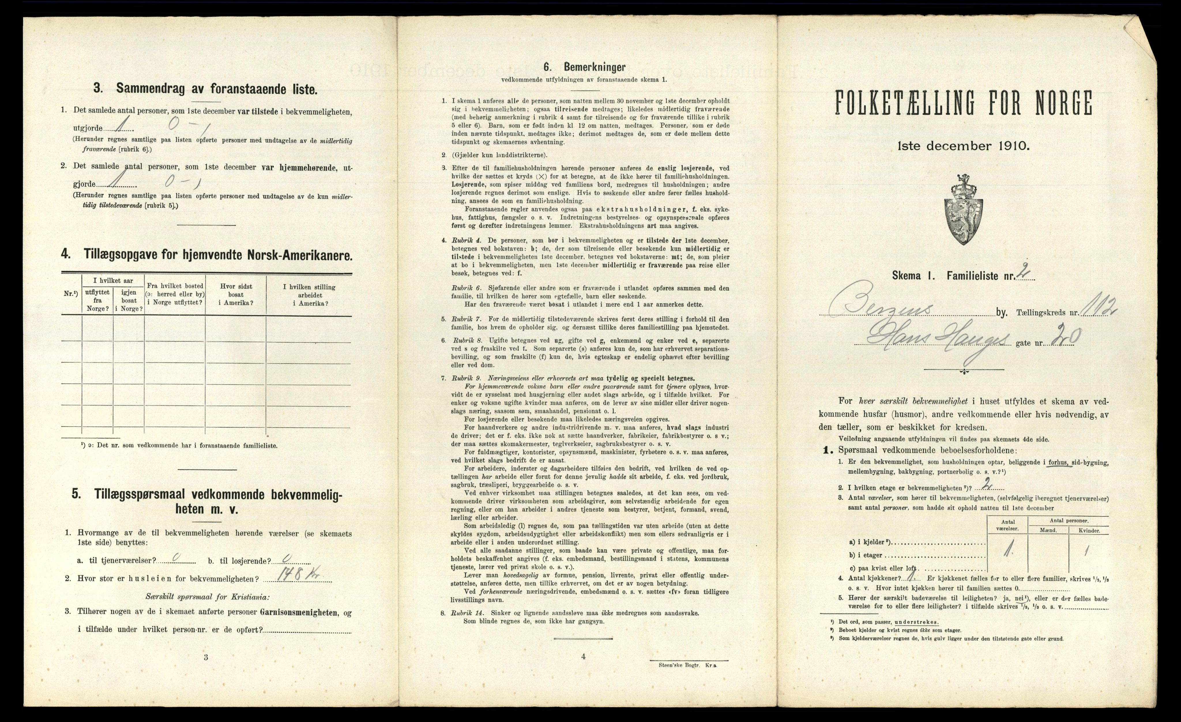 RA, 1910 census for Bergen, 1910, p. 38953