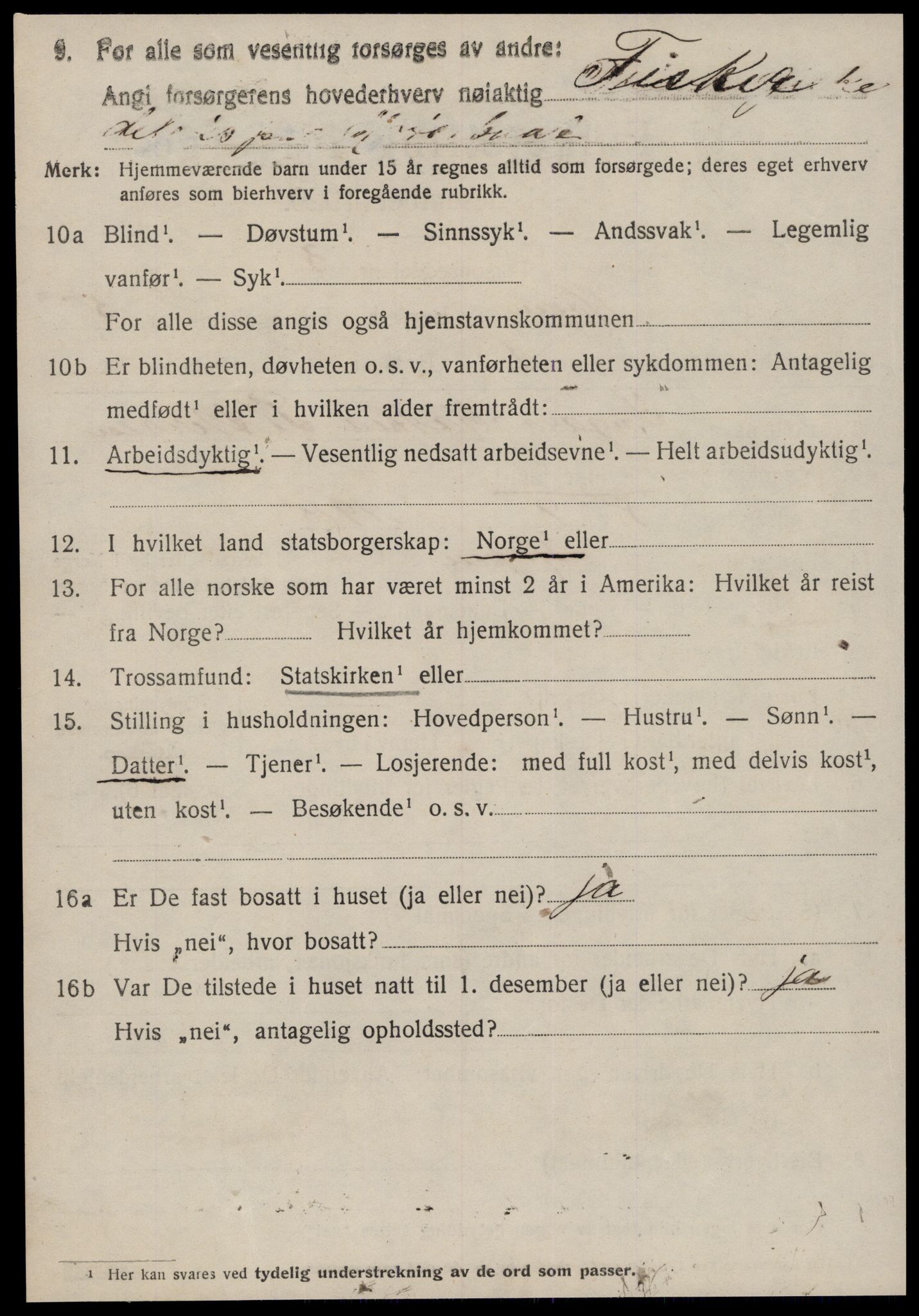 SAT, 1920 census for Hopen, 1920, p. 2357