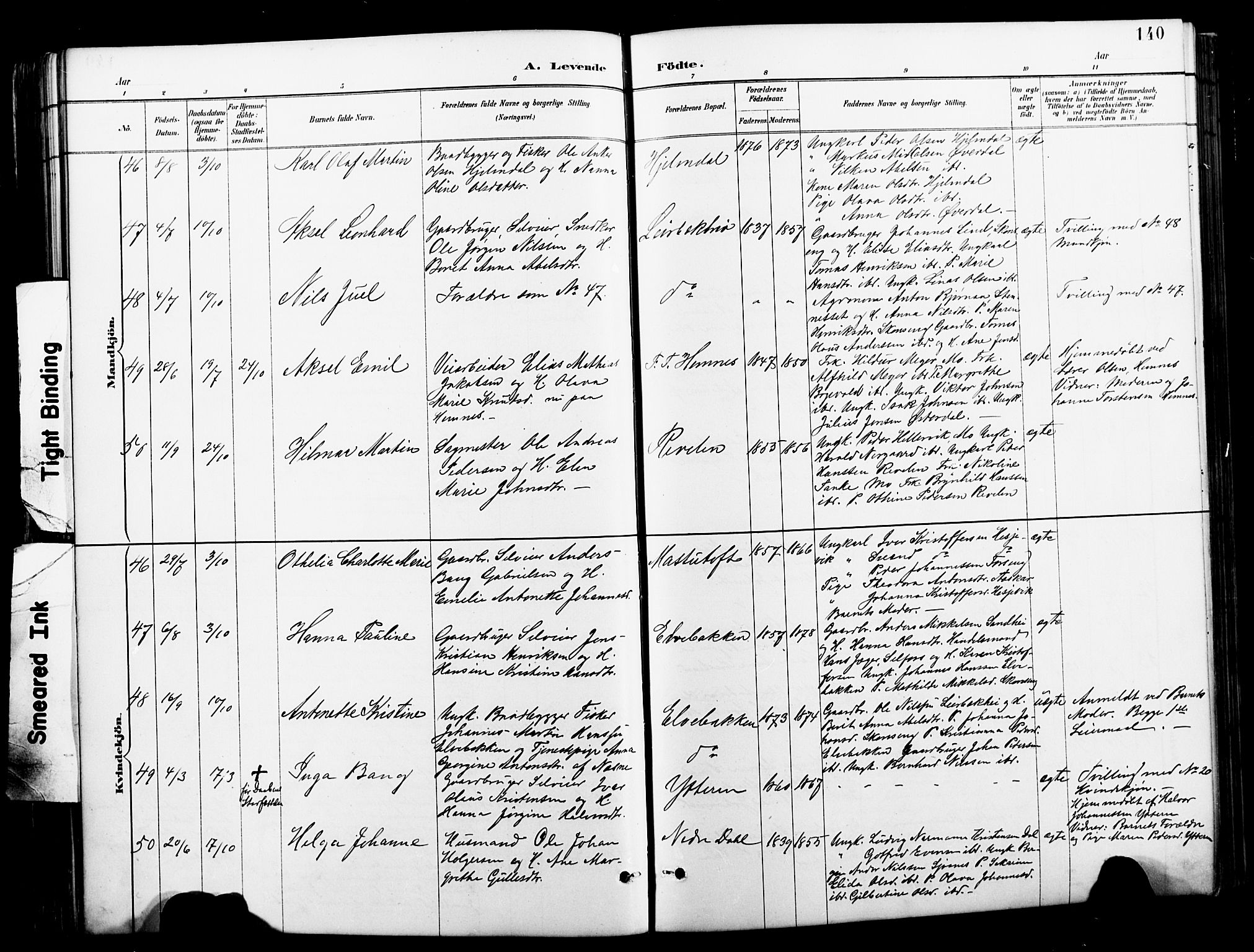 Ministerialprotokoller, klokkerbøker og fødselsregistre - Nordland, AV/SAT-A-1459/827/L0421: Parish register (copy) no. 827C10, 1887-1906, p. 140