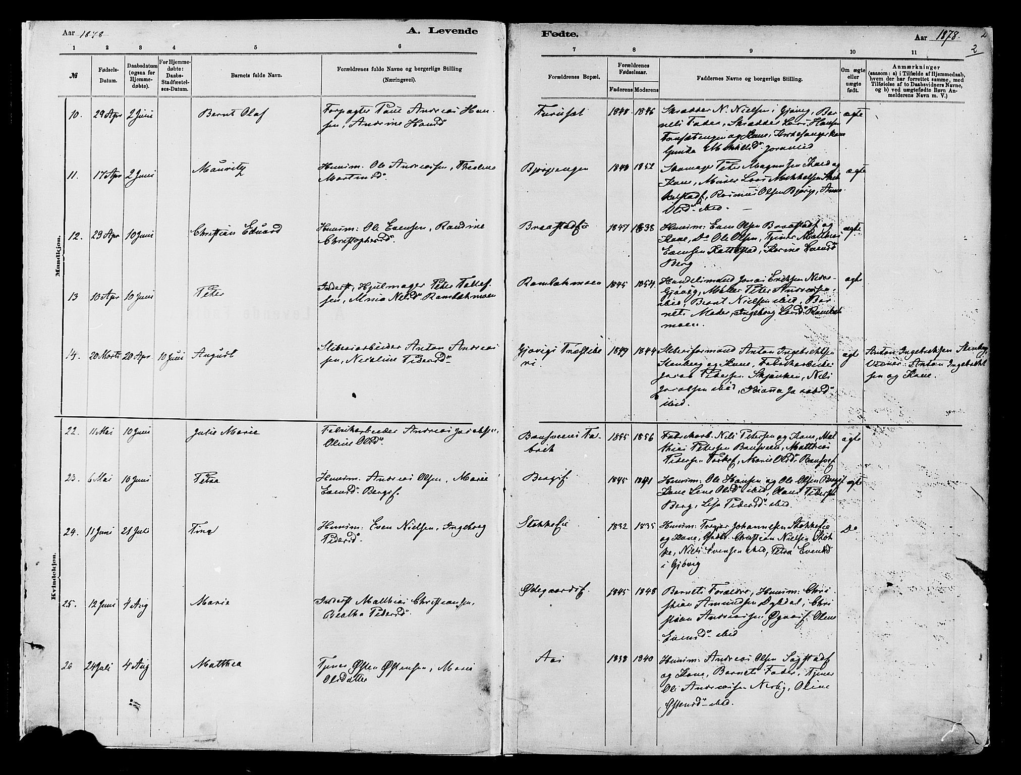 Vardal prestekontor, SAH/PREST-100/H/Ha/Haa/L0009: Parish register (official) no. 9, 1878-1892, p. 2