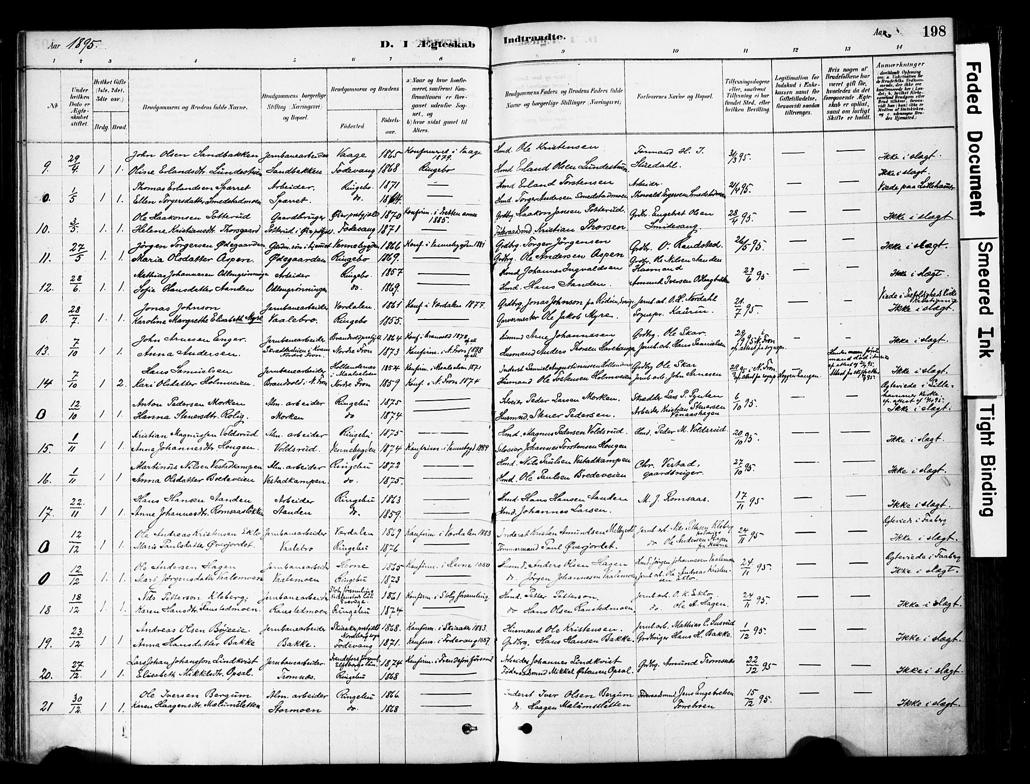 Ringebu prestekontor, AV/SAH-PREST-082/H/Ha/Haa/L0008: Parish register (official) no. 8, 1878-1898, p. 198