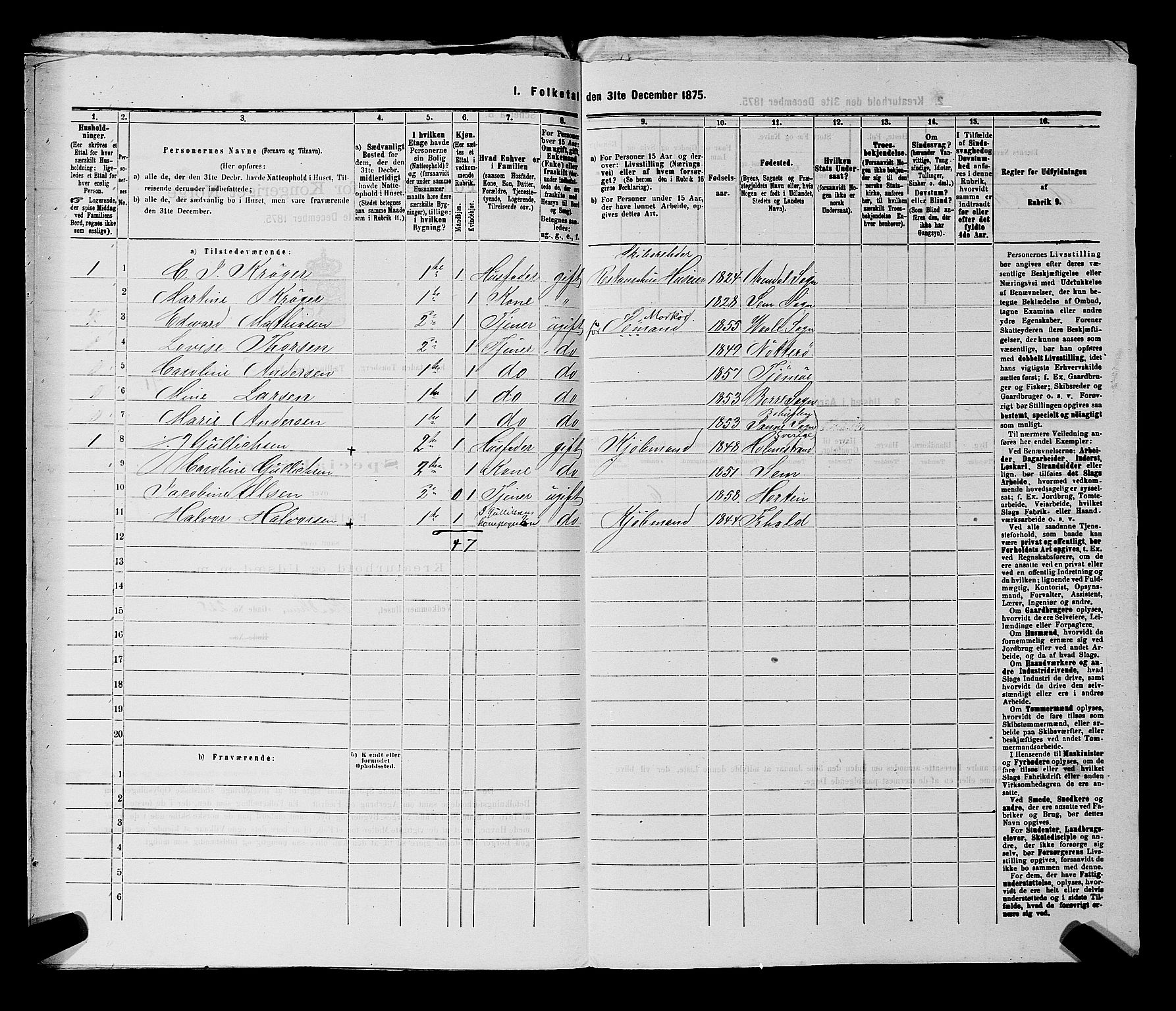 SAKO, 1875 census for 0705P Tønsberg, 1875, p. 190