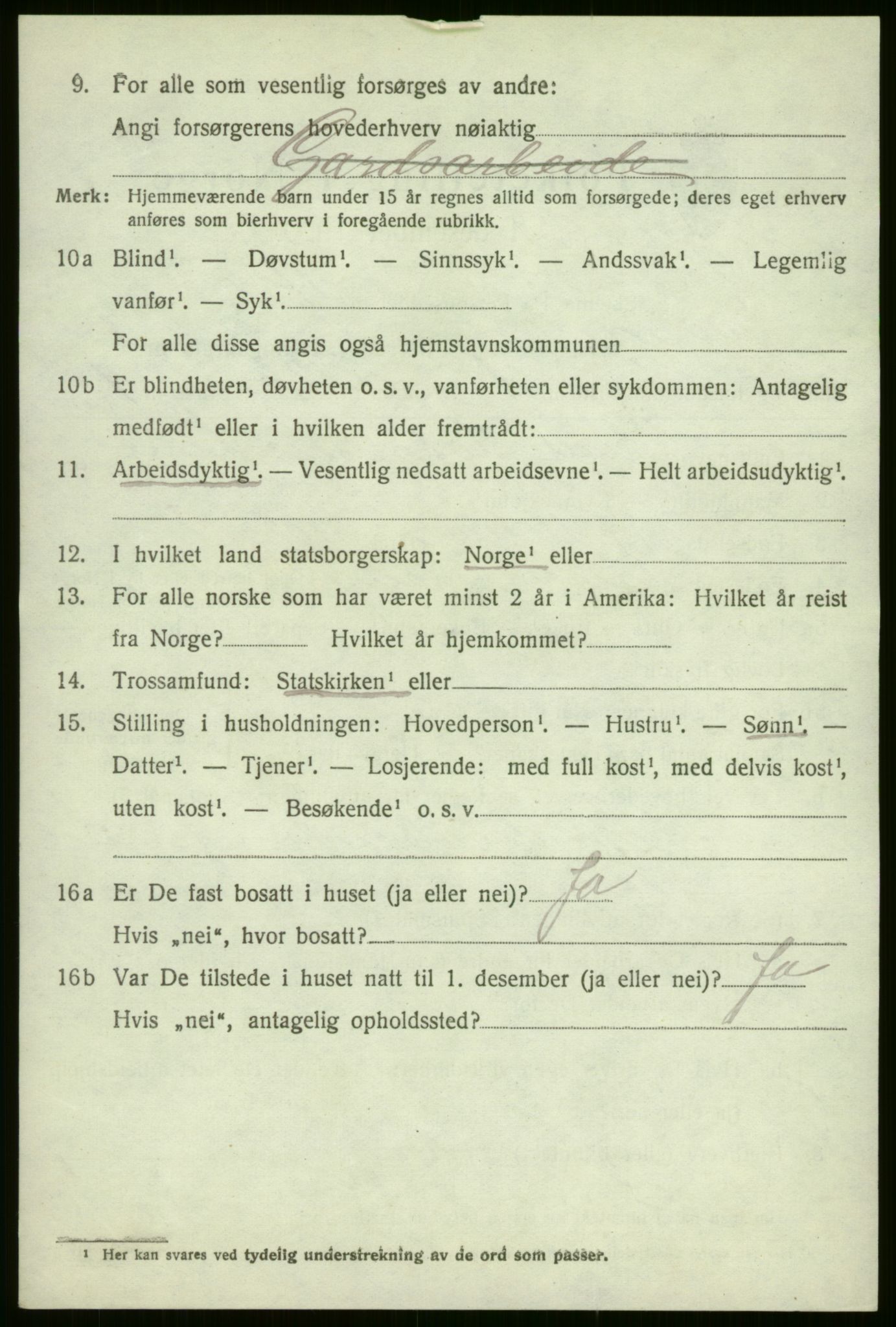 SAB, 1920 census for Evanger, 1920, p. 1916