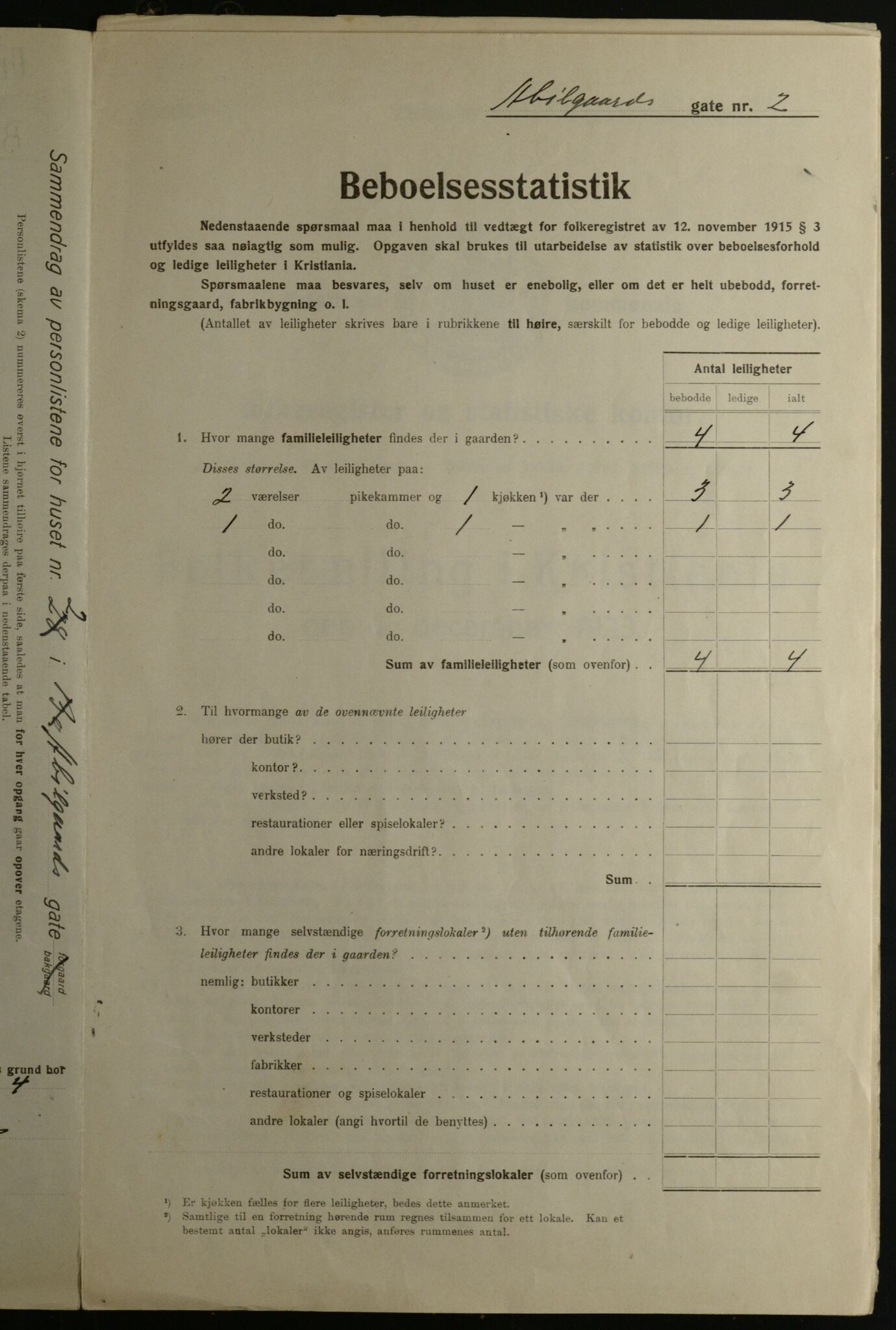 OBA, Municipal Census 1923 for Kristiania, 1923, p. 3