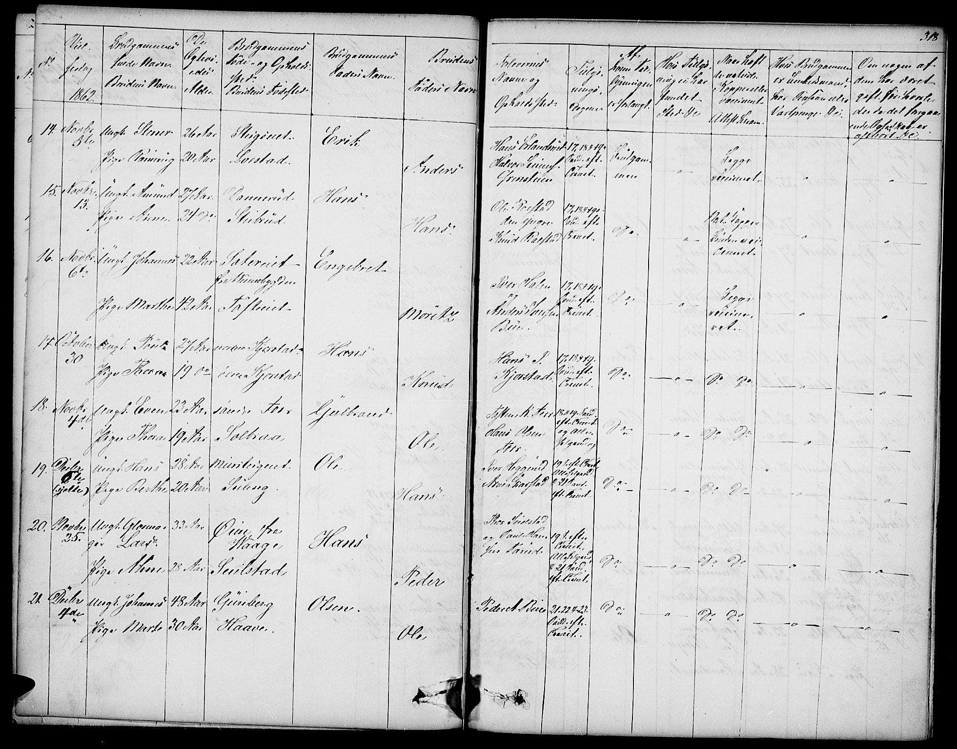 Sør-Fron prestekontor, SAH/PREST-010/H/Ha/Hab/L0001: Parish register (copy) no. 1, 1844-1863, p. 318