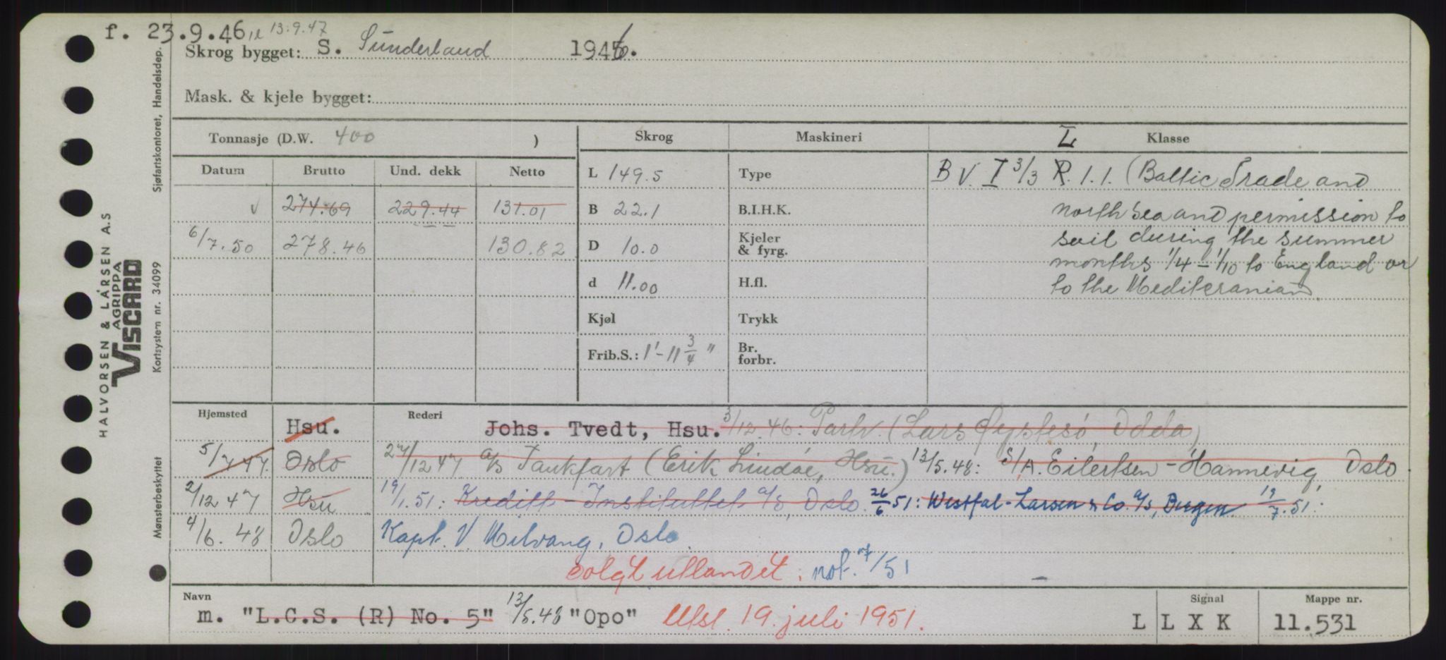 Sjøfartsdirektoratet med forløpere, Skipsmålingen, RA/S-1627/H/Hd/L0028: Fartøy, O, p. 283