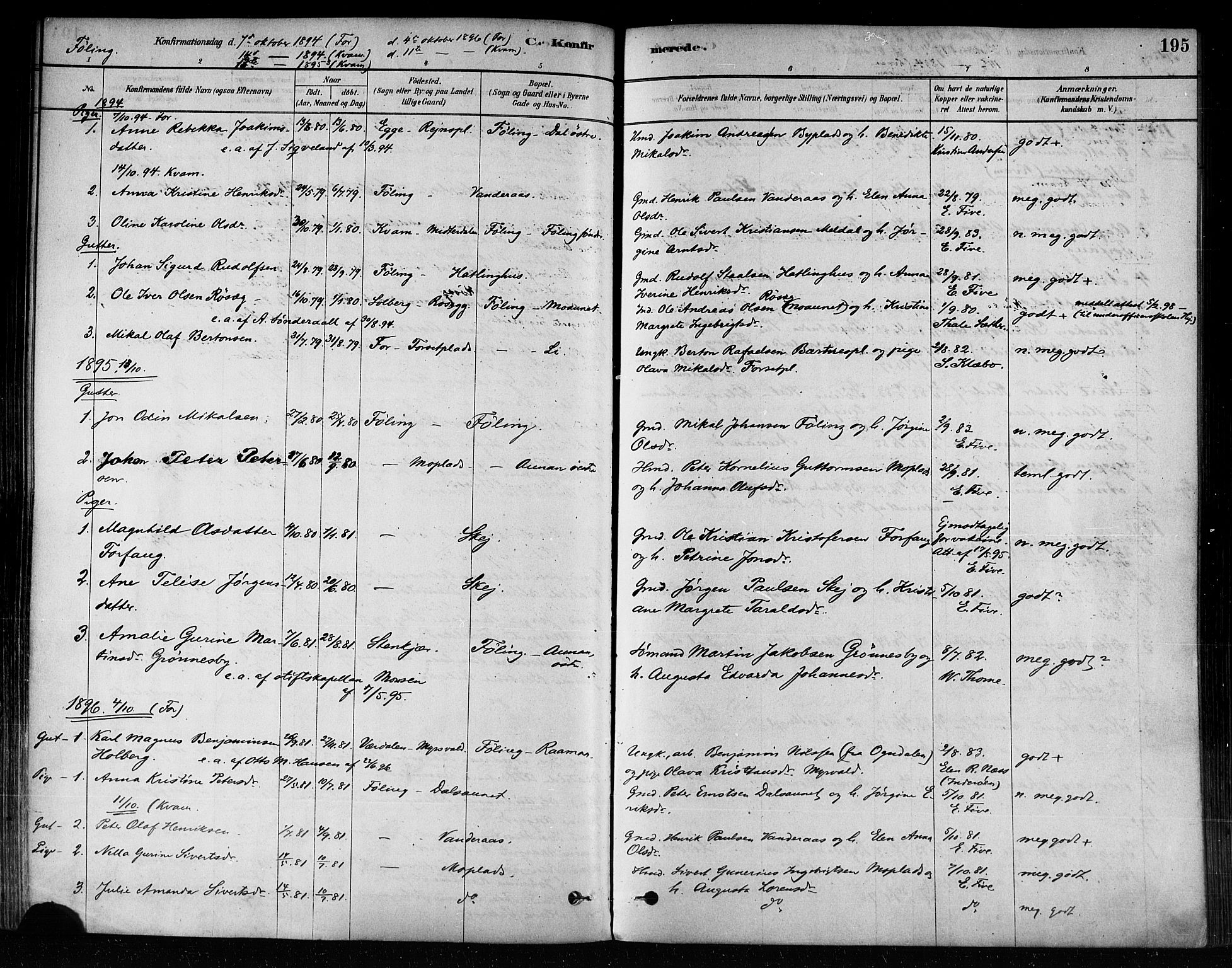 Ministerialprotokoller, klokkerbøker og fødselsregistre - Nord-Trøndelag, SAT/A-1458/746/L0449: Parish register (official) no. 746A07 /3, 1878-1899, p. 195