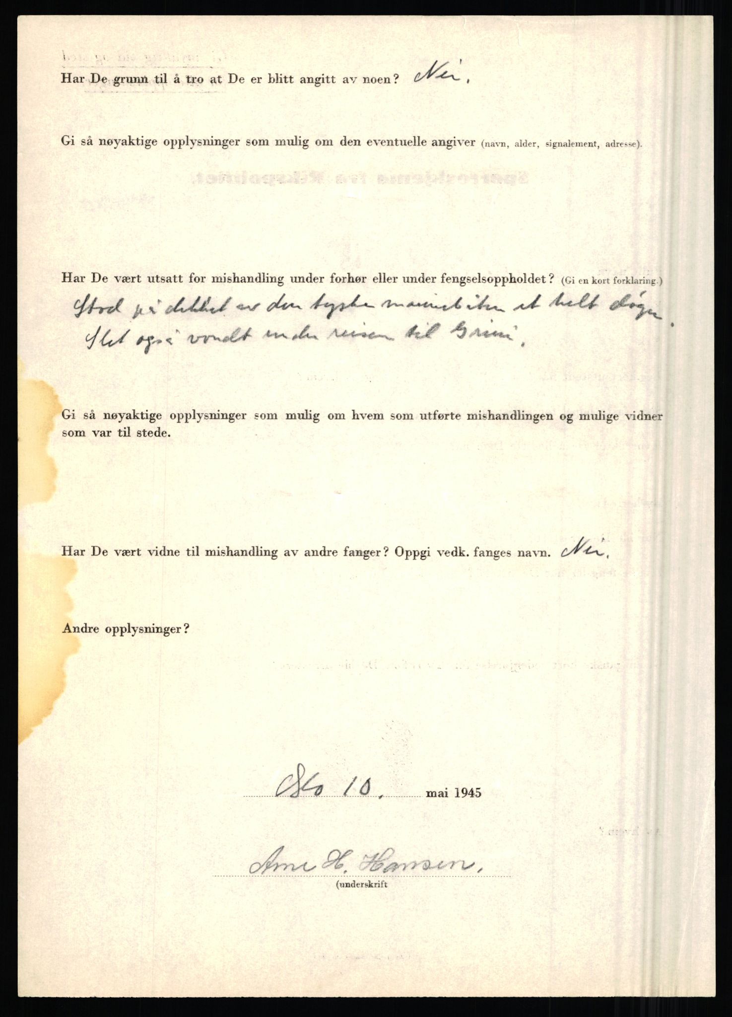 Rikspolitisjefen, AV/RA-S-1560/L/L0006: Hansen, Adolf Boye - Hemstad, Gunnar, 1940-1945, p. 22