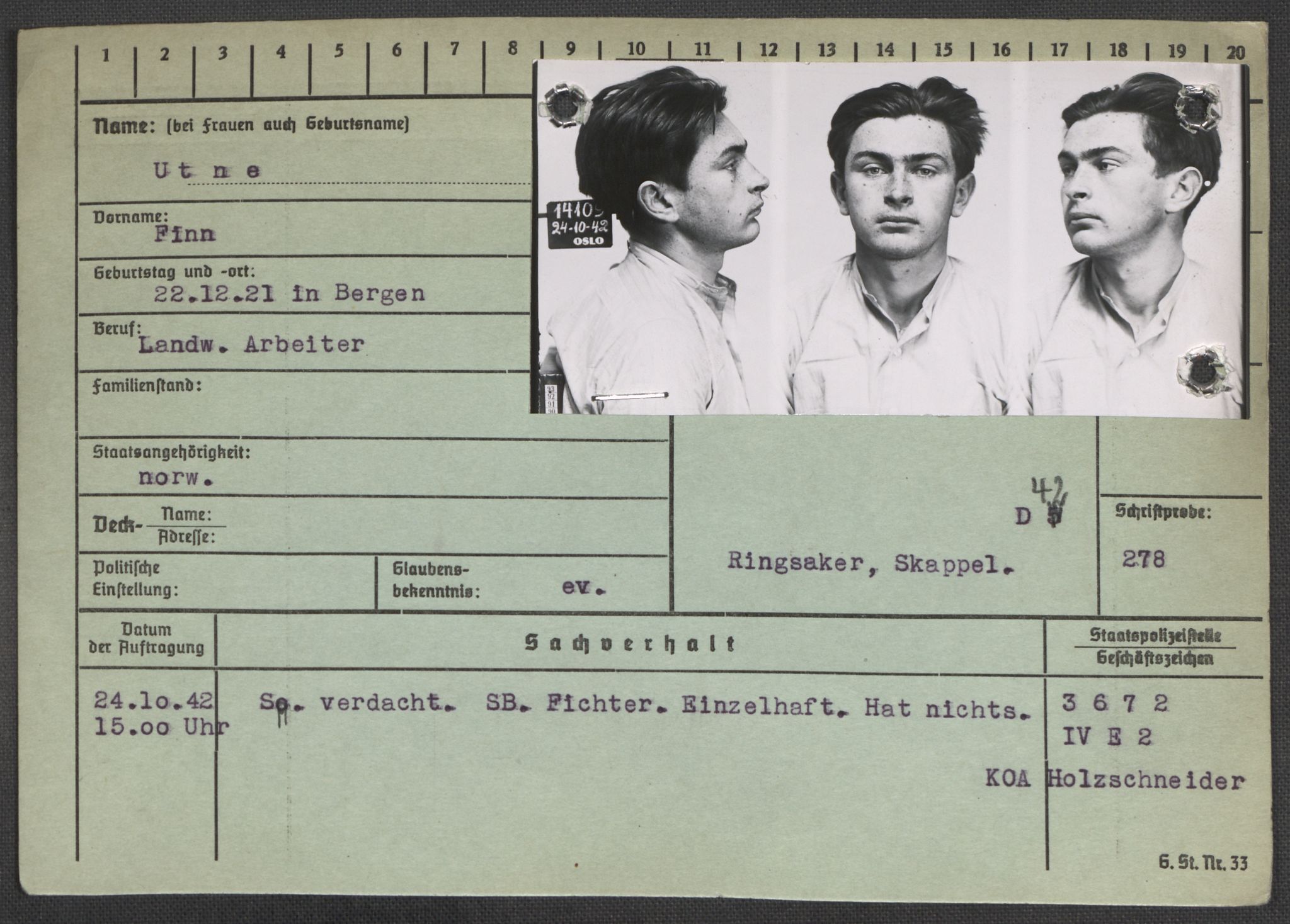 Befehlshaber der Sicherheitspolizei und des SD, RA/RAFA-5969/E/Ea/Eaa/L0010: Register over norske fanger i Møllergata 19: Sø-Å, 1940-1945, p. 664