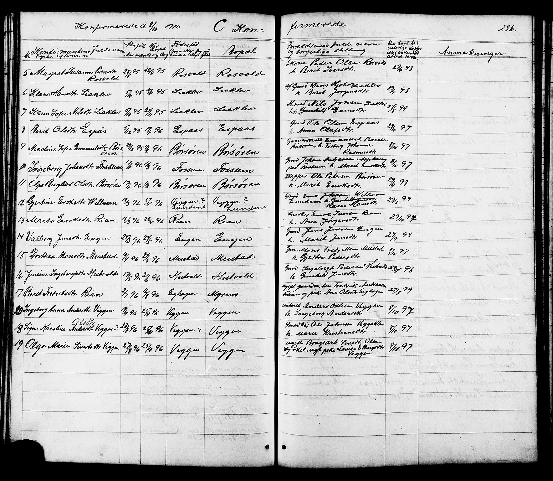 Ministerialprotokoller, klokkerbøker og fødselsregistre - Sør-Trøndelag, SAT/A-1456/665/L0777: Parish register (copy) no. 665C02, 1867-1915, p. 286