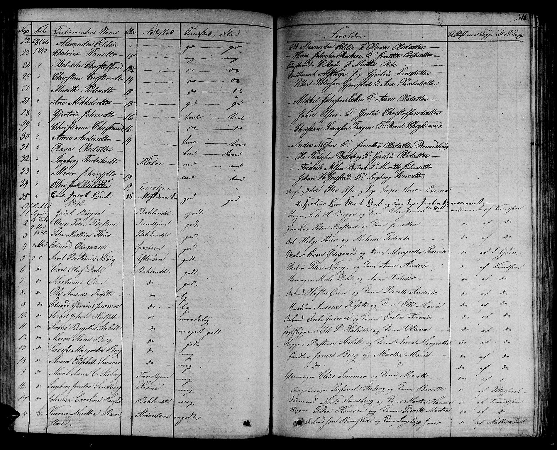 Ministerialprotokoller, klokkerbøker og fødselsregistre - Sør-Trøndelag, AV/SAT-A-1456/606/L0286: Parish register (official) no. 606A04 /1, 1823-1840, p. 316