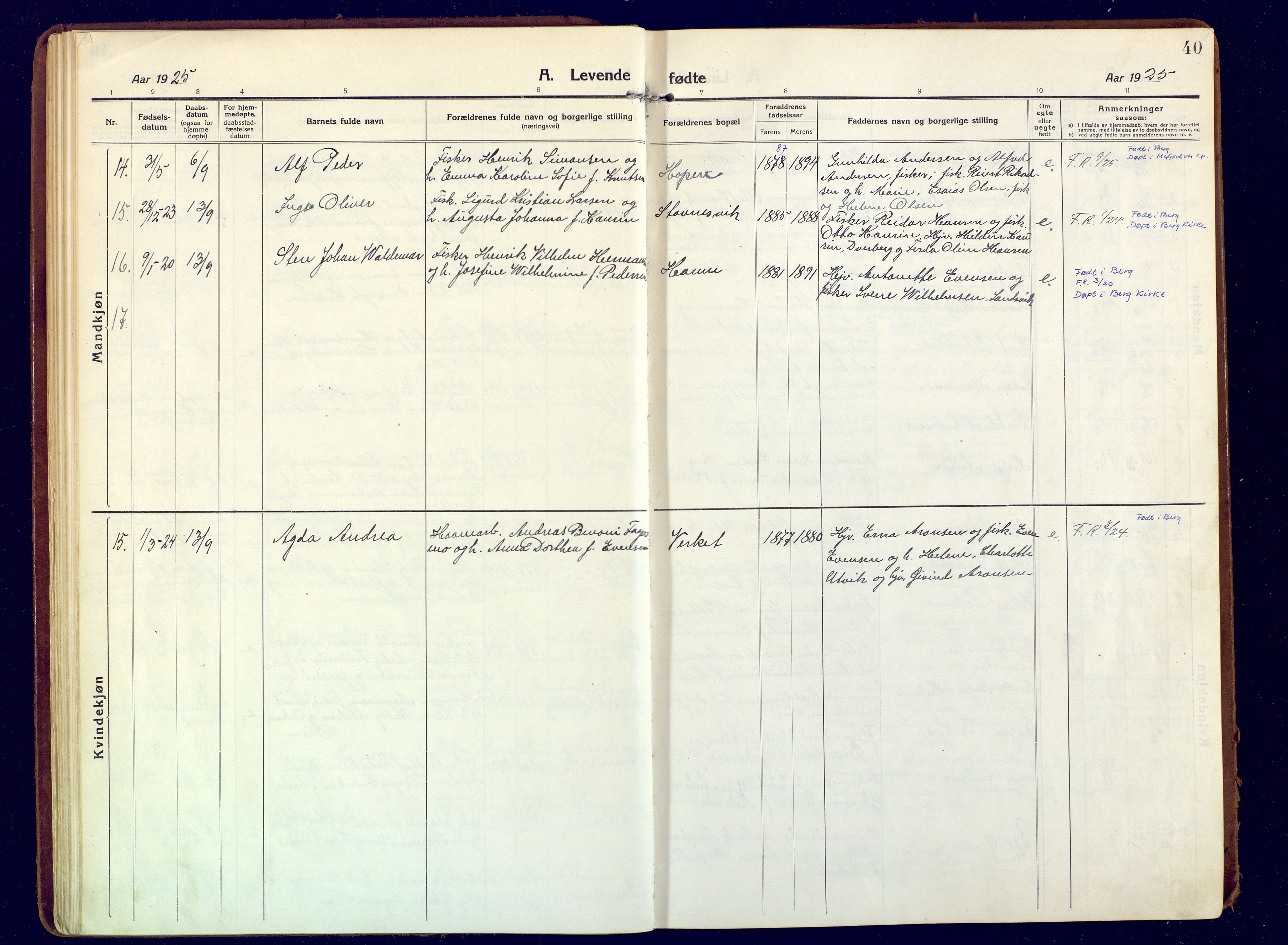 Berg sokneprestkontor, AV/SATØ-S-1318/G/Ga/Gaa/L0009kirke: Parish register (official) no. 9, 1916-1928, p. 40