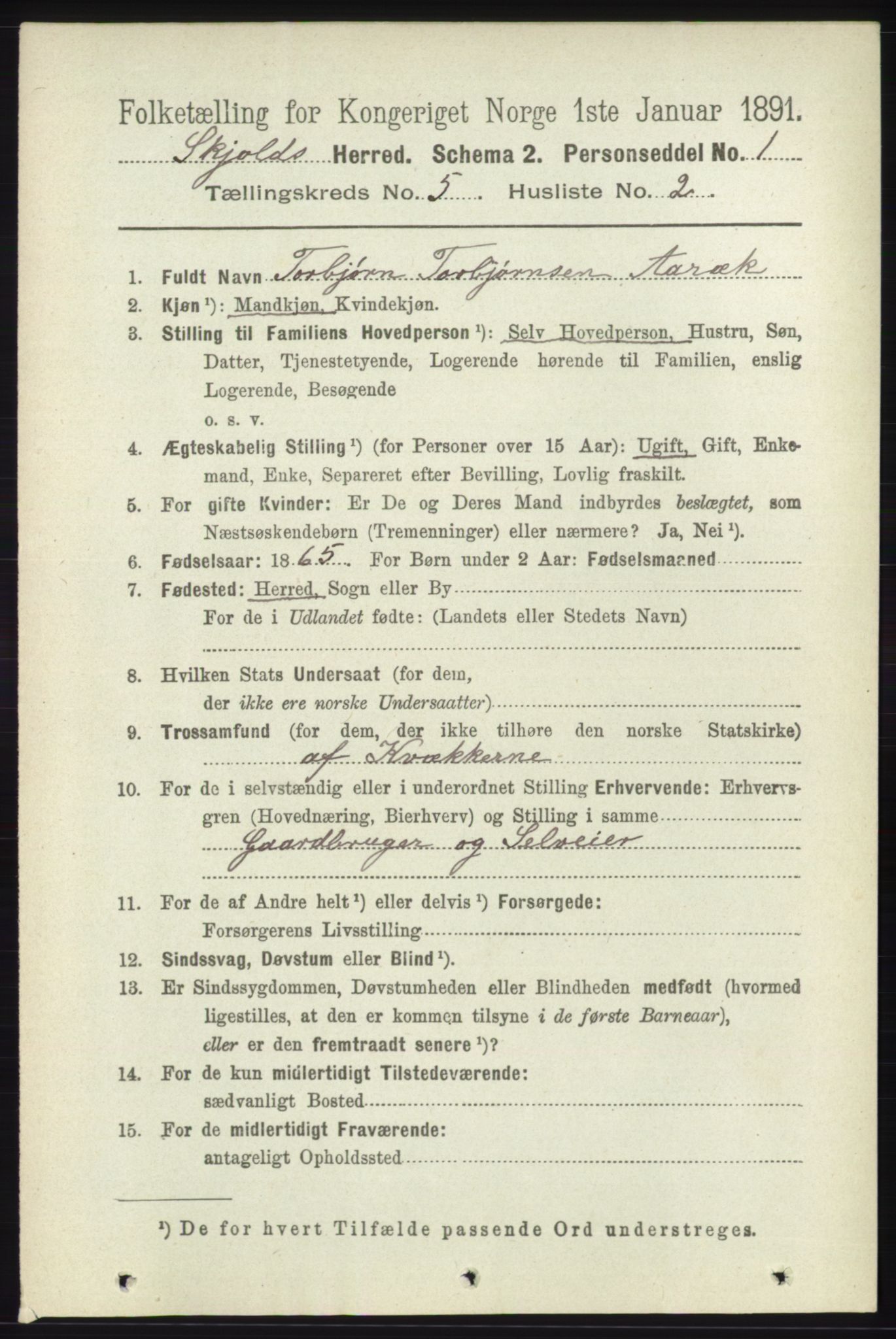 RA, 1891 census for 1154 Skjold, 1891, p. 774