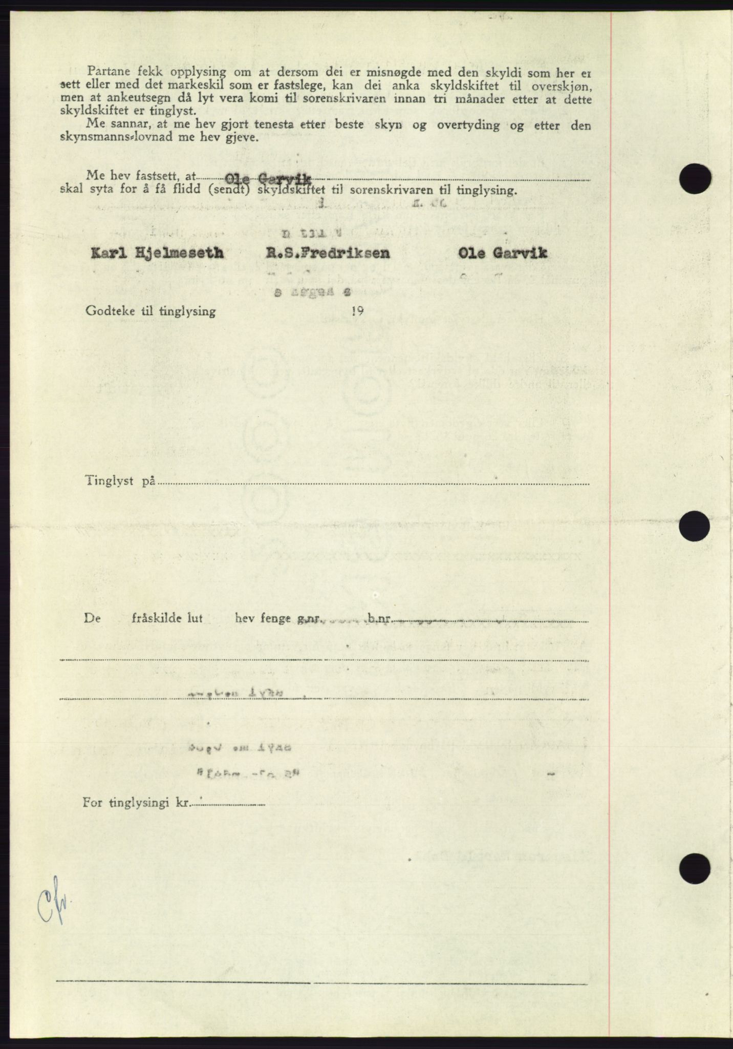 Søre Sunnmøre sorenskriveri, AV/SAT-A-4122/1/2/2C/L0085: Mortgage book no. 11A, 1949-1949, Diary no: : 1392/1949