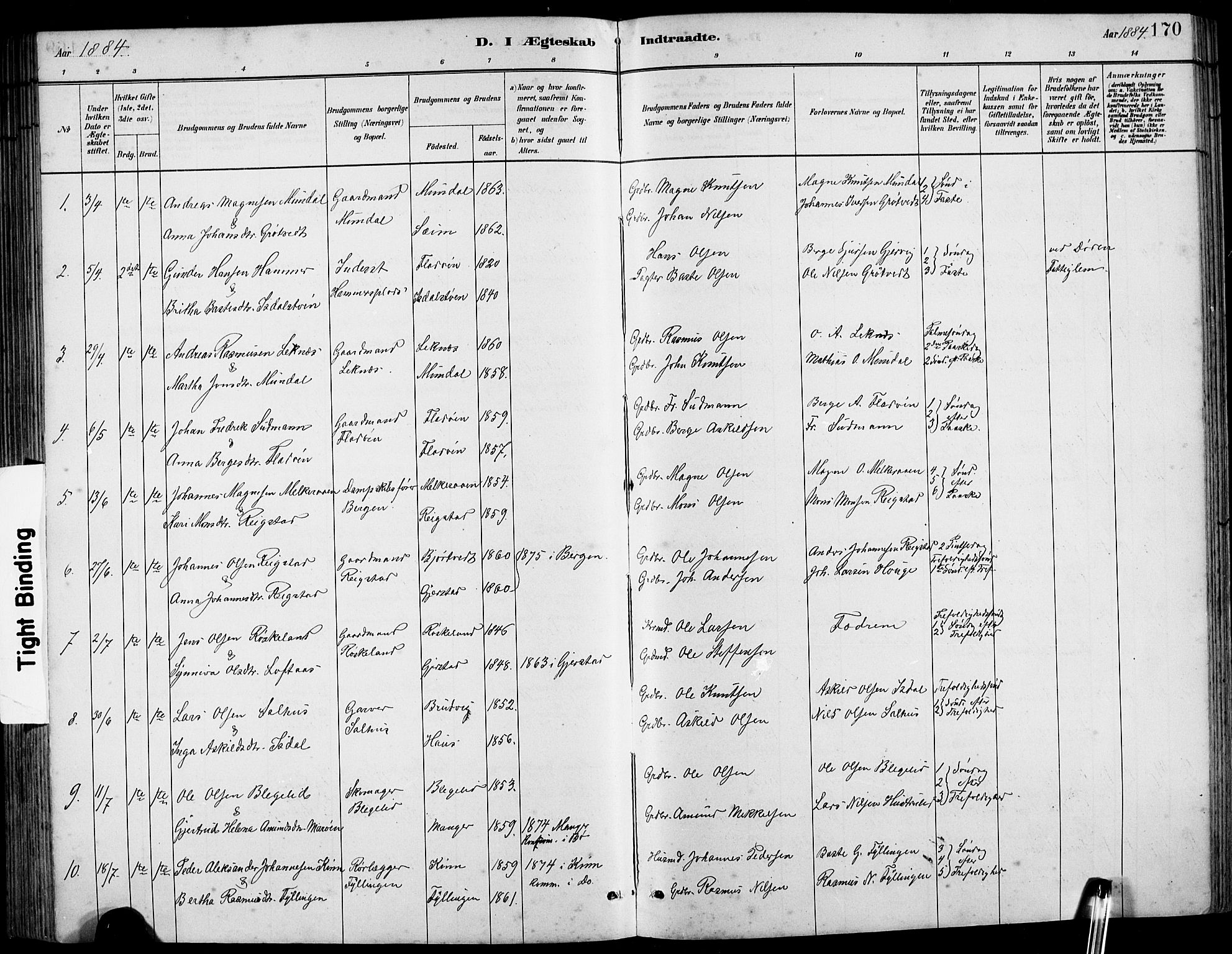 Hamre sokneprestembete, SAB/A-75501/H/Ha/Hab: Parish register (copy) no. B 3, 1881-1898, p. 170